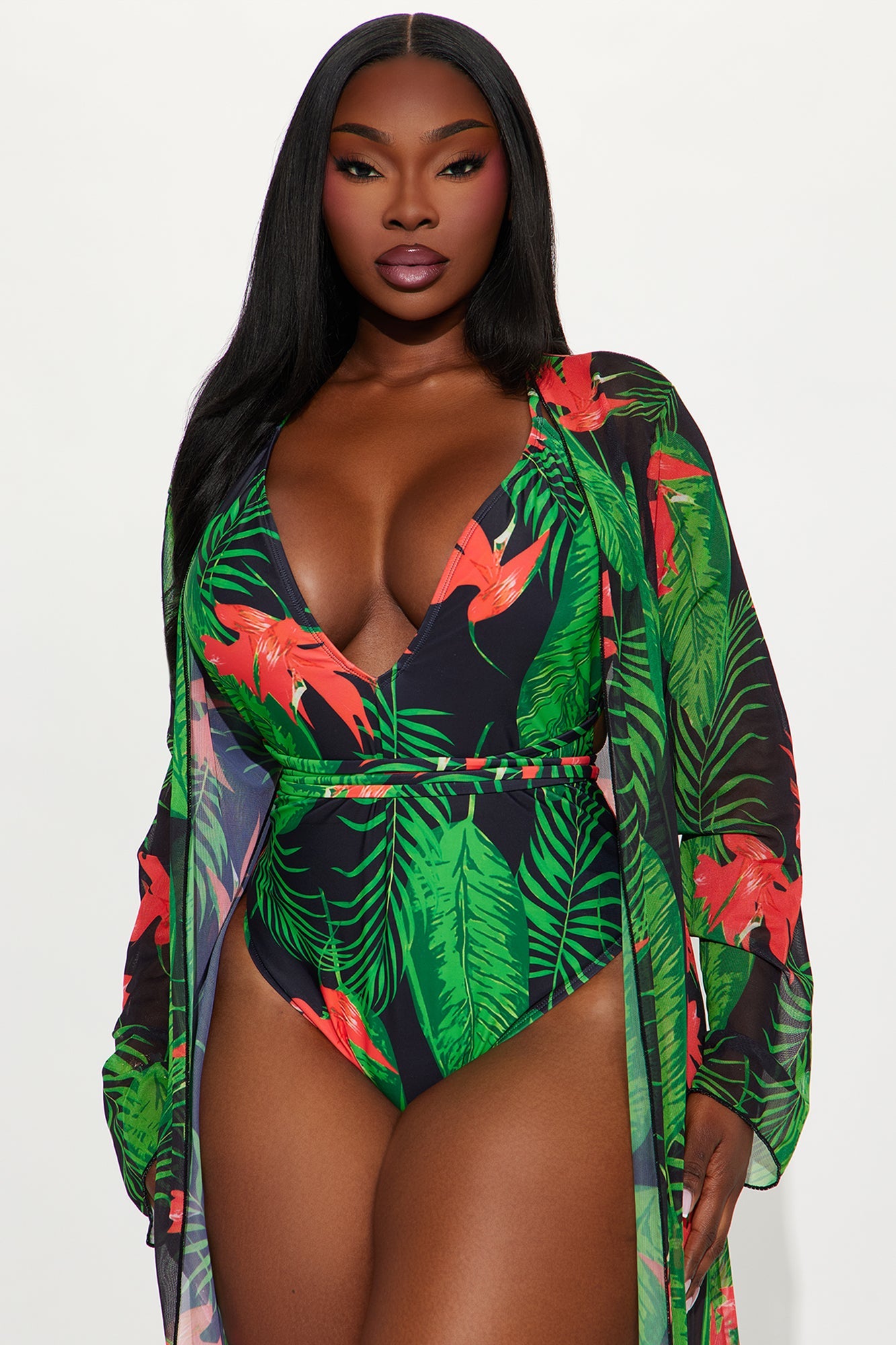 Nora 1 Piece Swimsuit Set - Black/combo