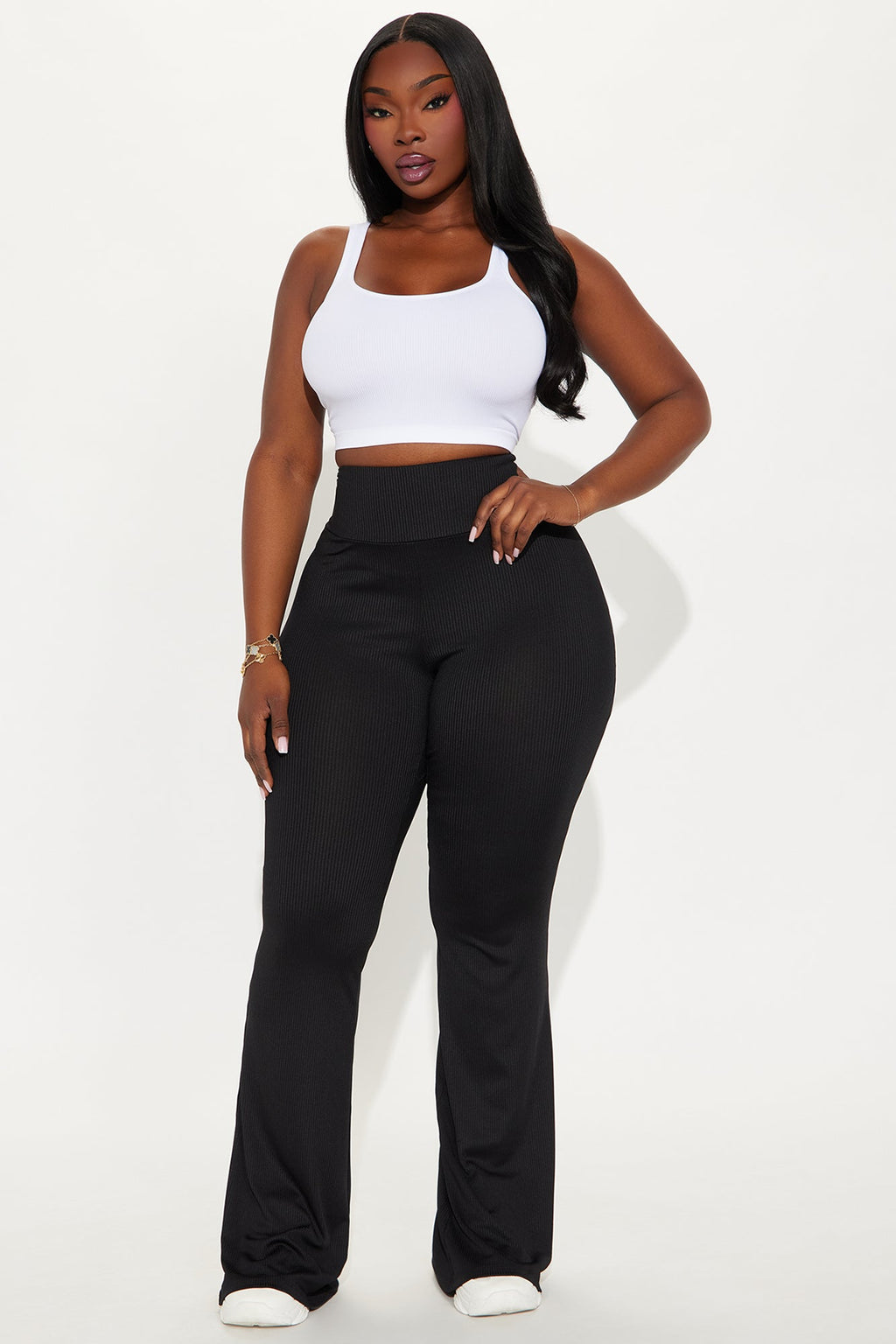Tall Amber Ribbed Flare Pant - Black 