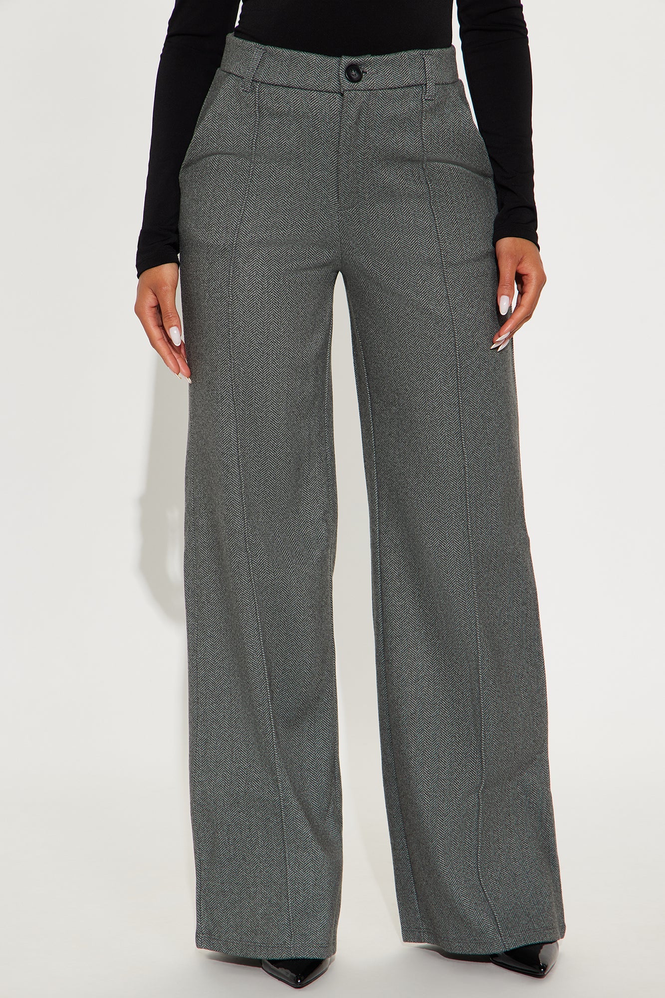 Marlena High Rise Wide Leg Pant 33 - Charcoal