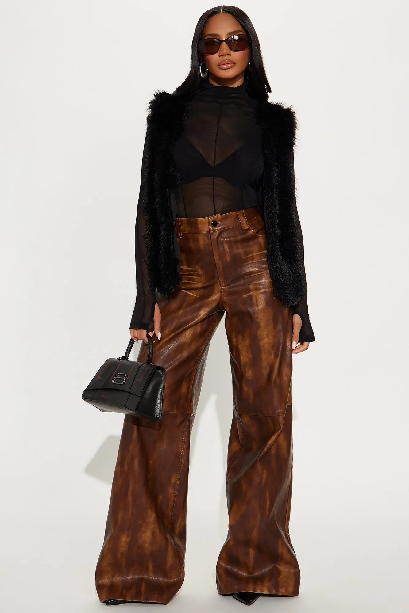 Daniela Faux Fur Vest - Black 