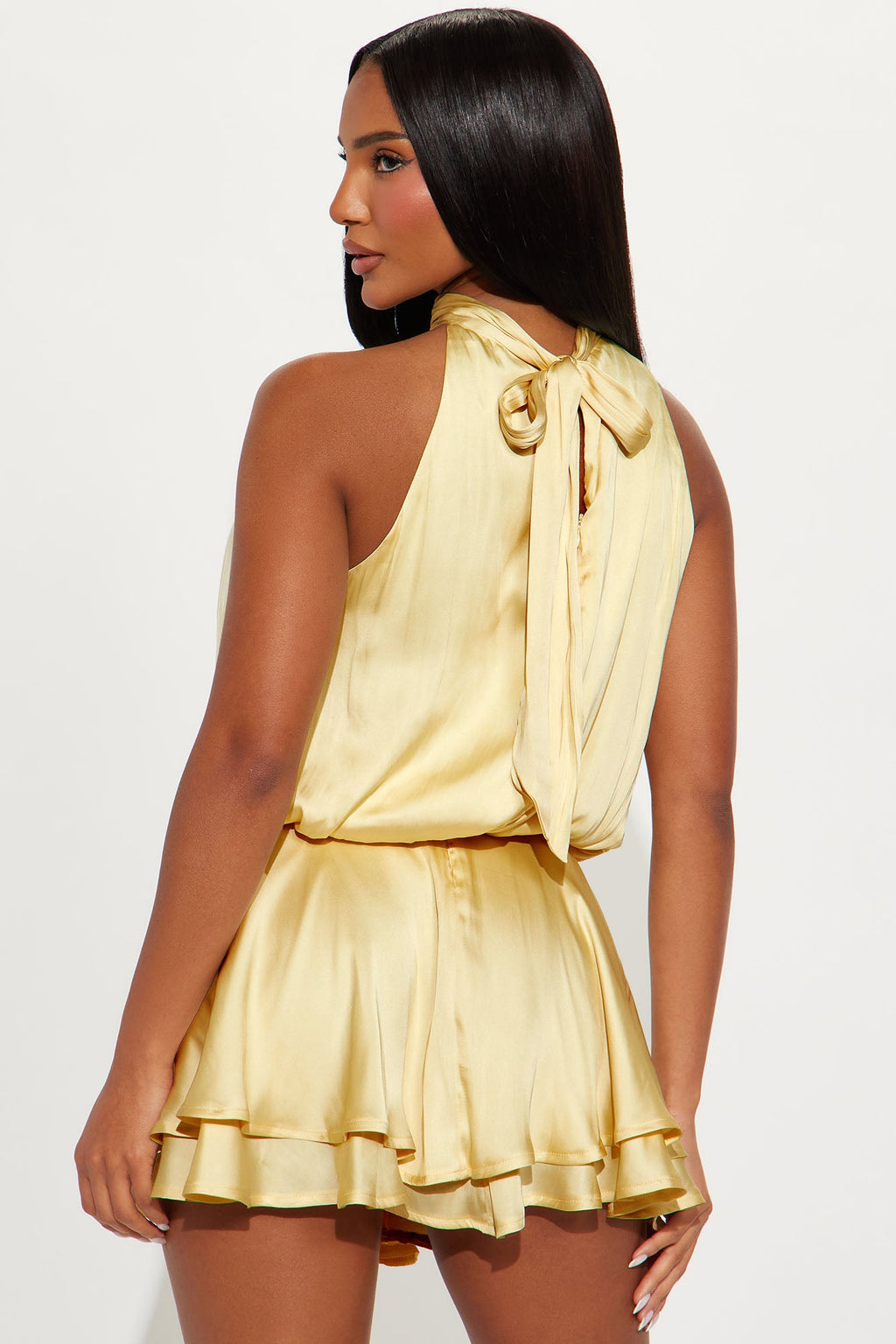 Keeping It Sassy Satin Mini Dress - Butter Yellow