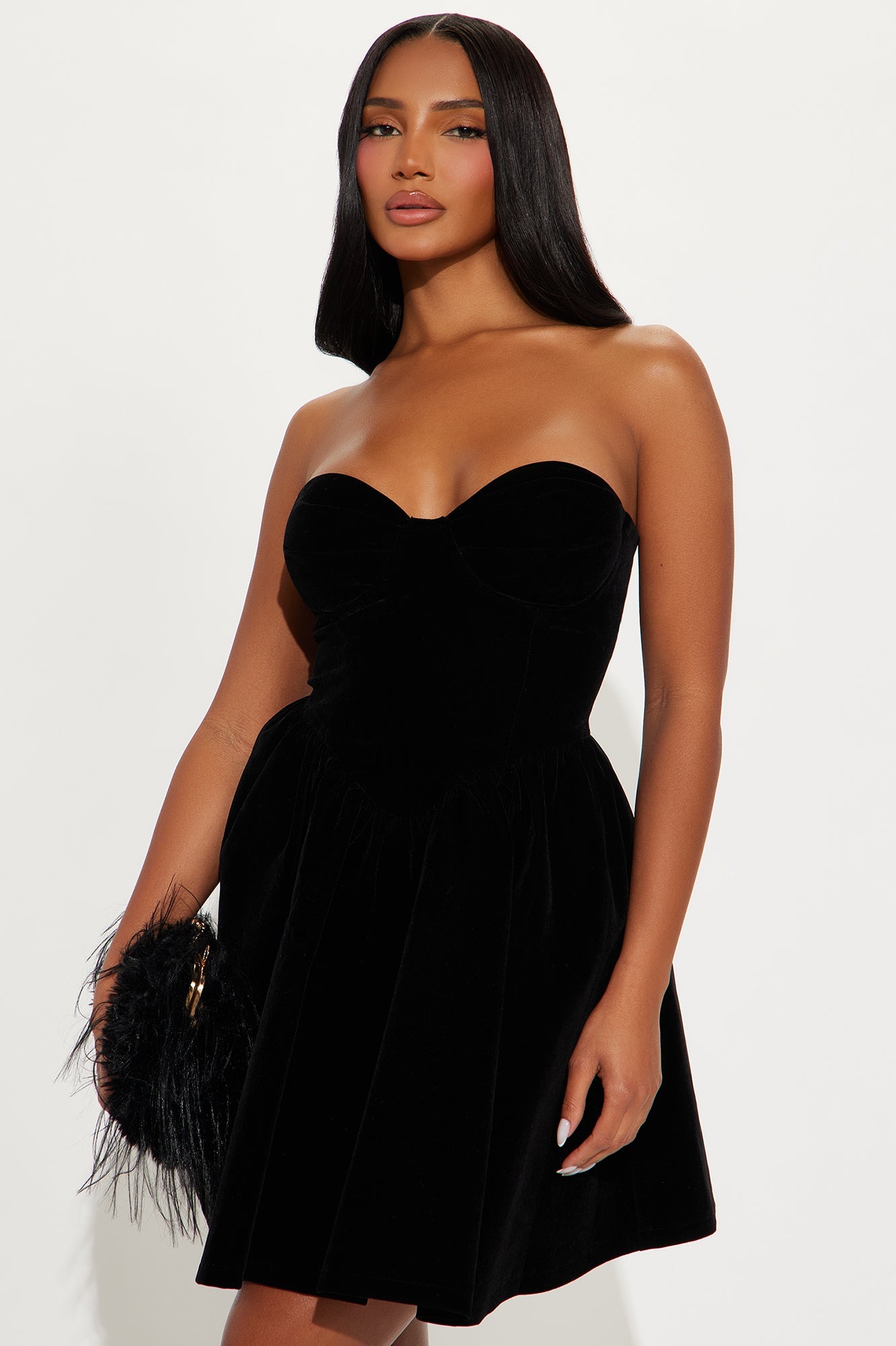 Joyce Velvet Mini Dress - Black
