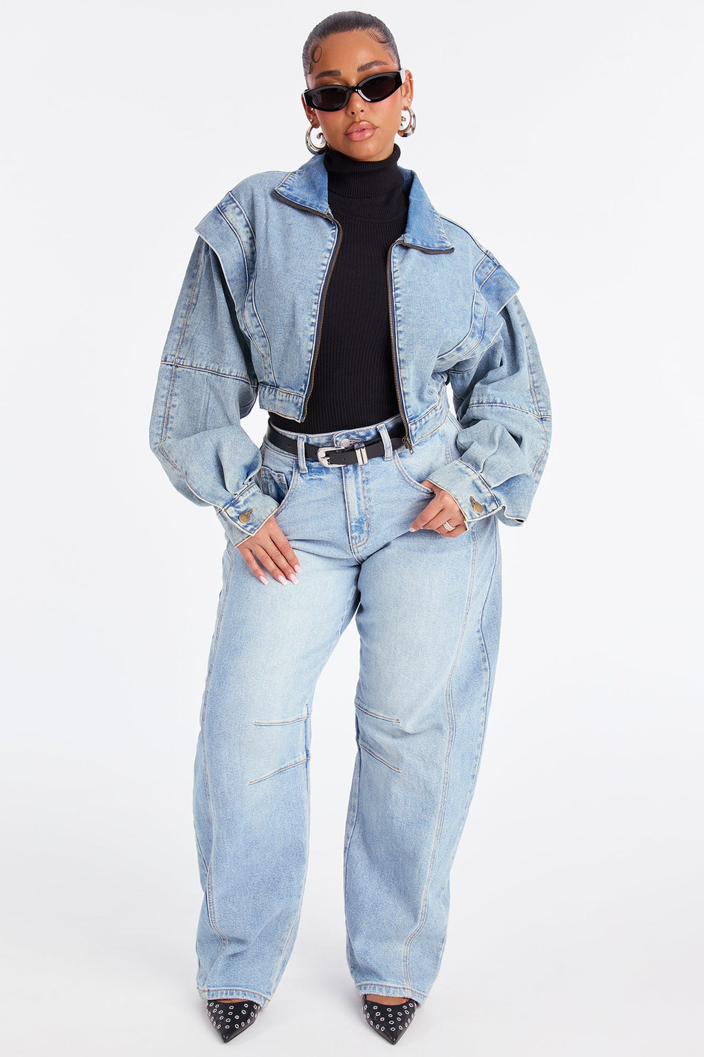 Isabelle Denim Bomber Jacket - Vintage Wash
