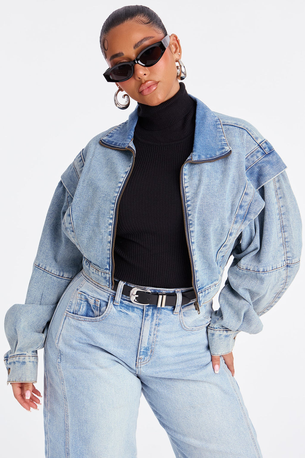 Isabelle Denim Bomber Jacket - Vintage Wash