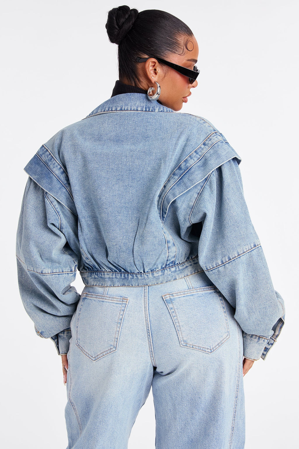 Isabelle Denim Bomber Jacket - Vintage Wash