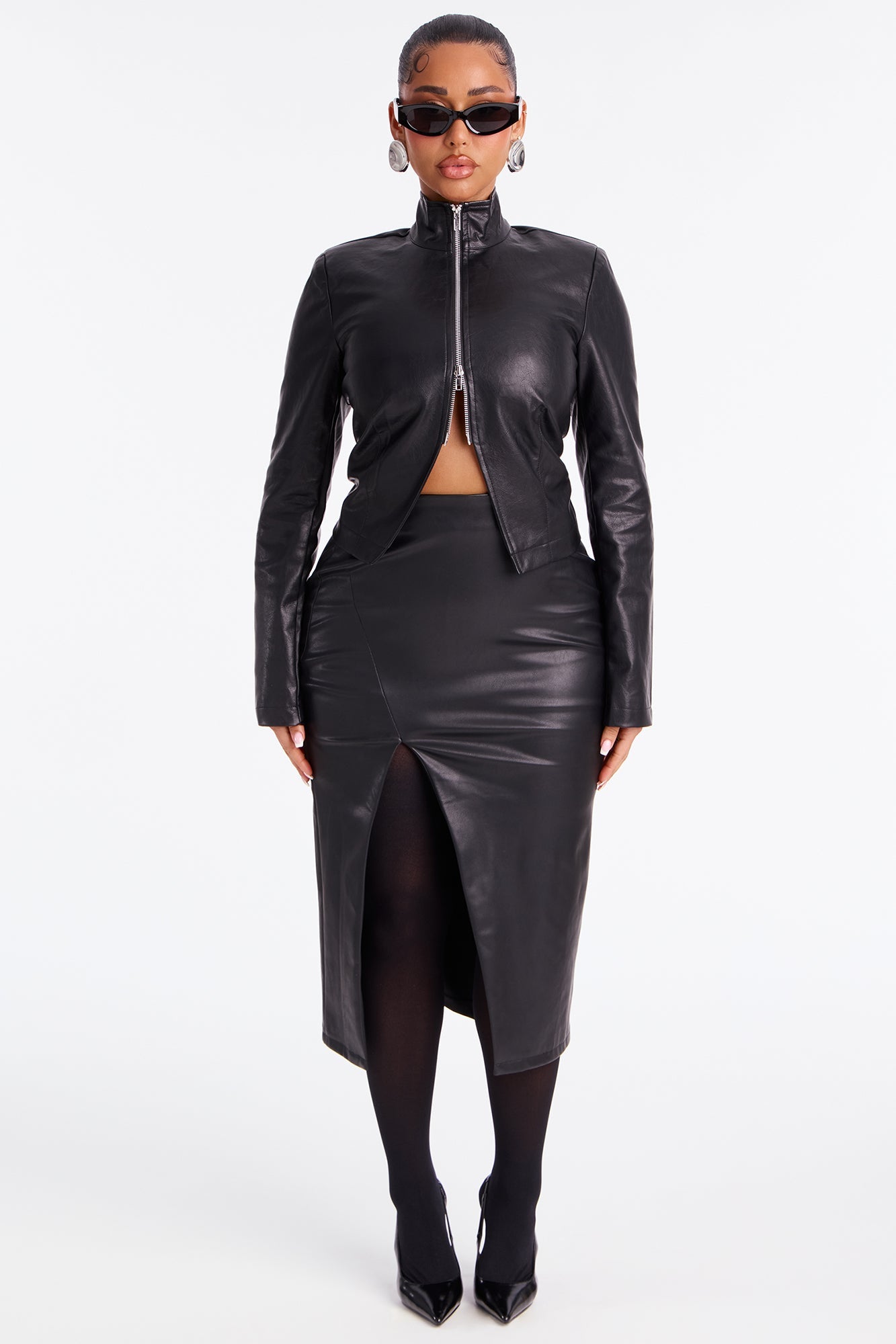 Untamed Energy Washed Faux Leather Moto Jacket - Black