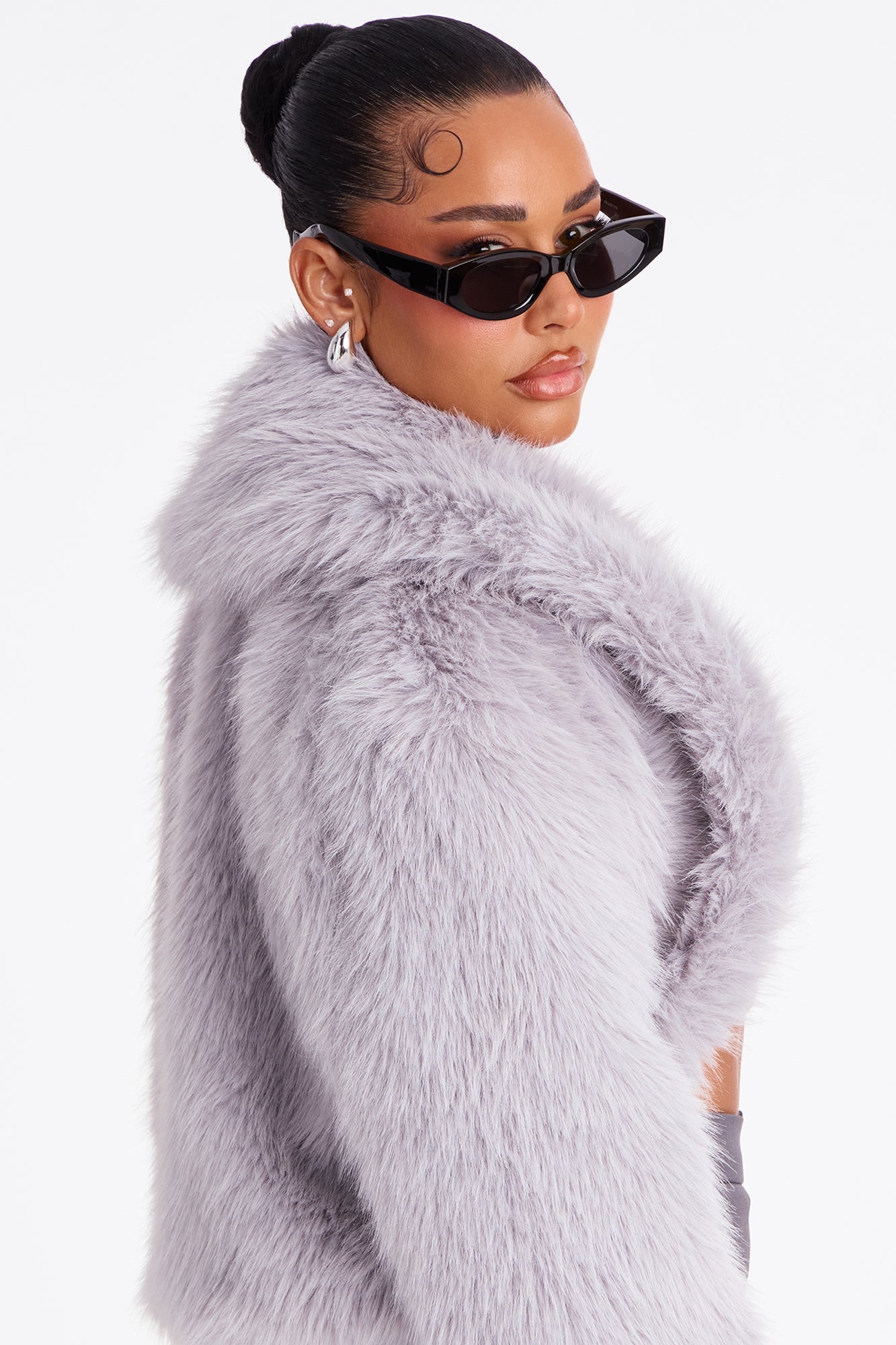 Gigi Faux Fur Coat - Grey