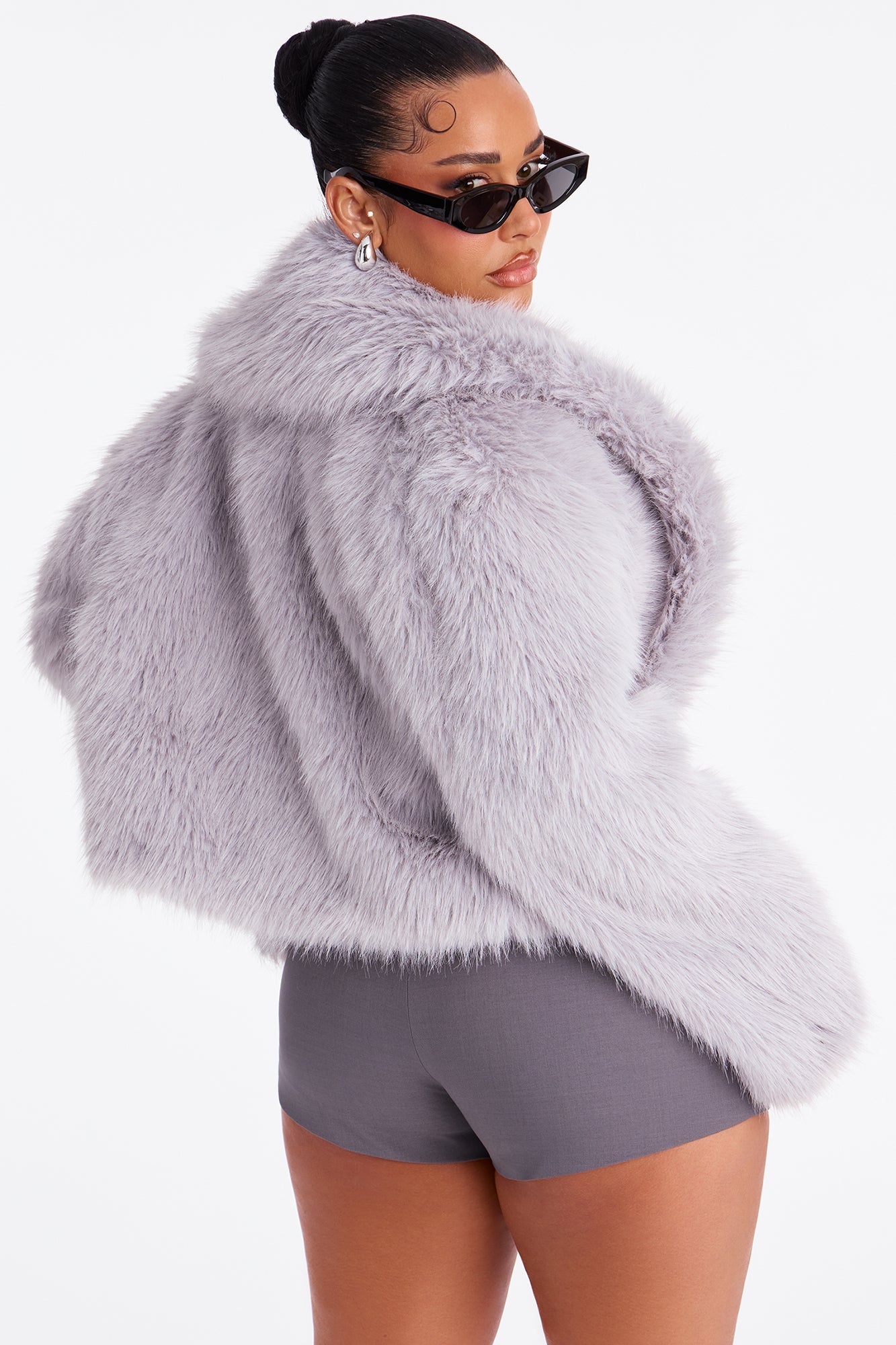 Gigi Faux Fur Coat - Grey