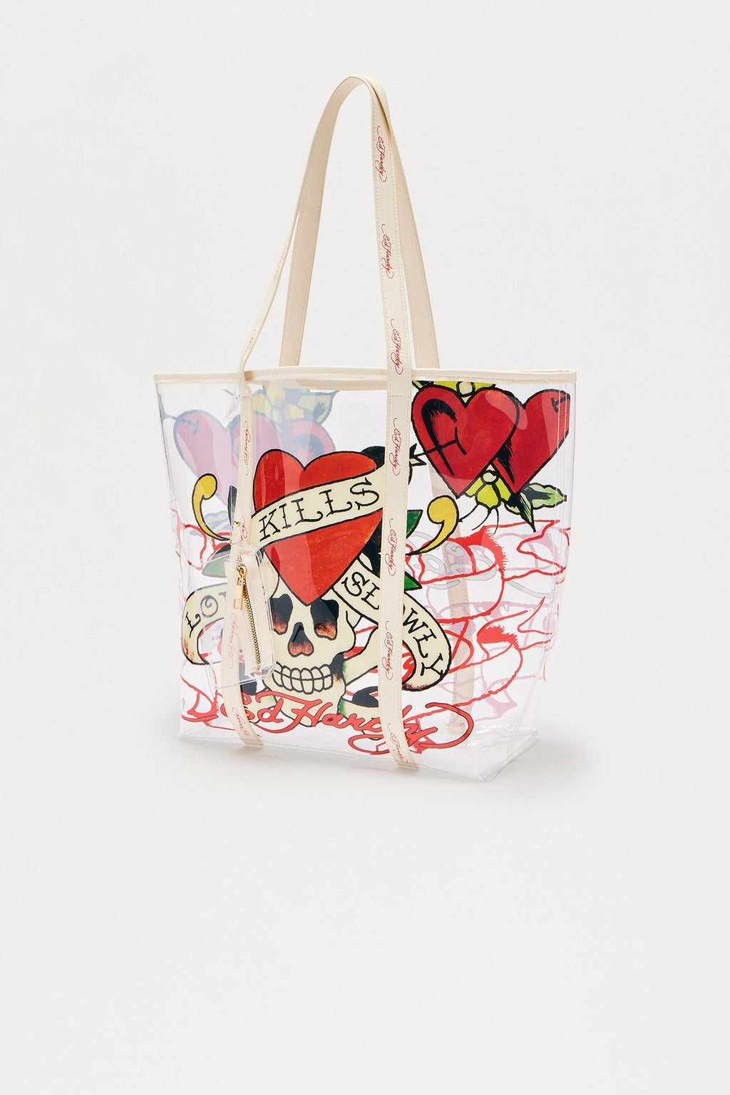 Ed Hardy Love Still Kills Clear Tote Bag - White/combo