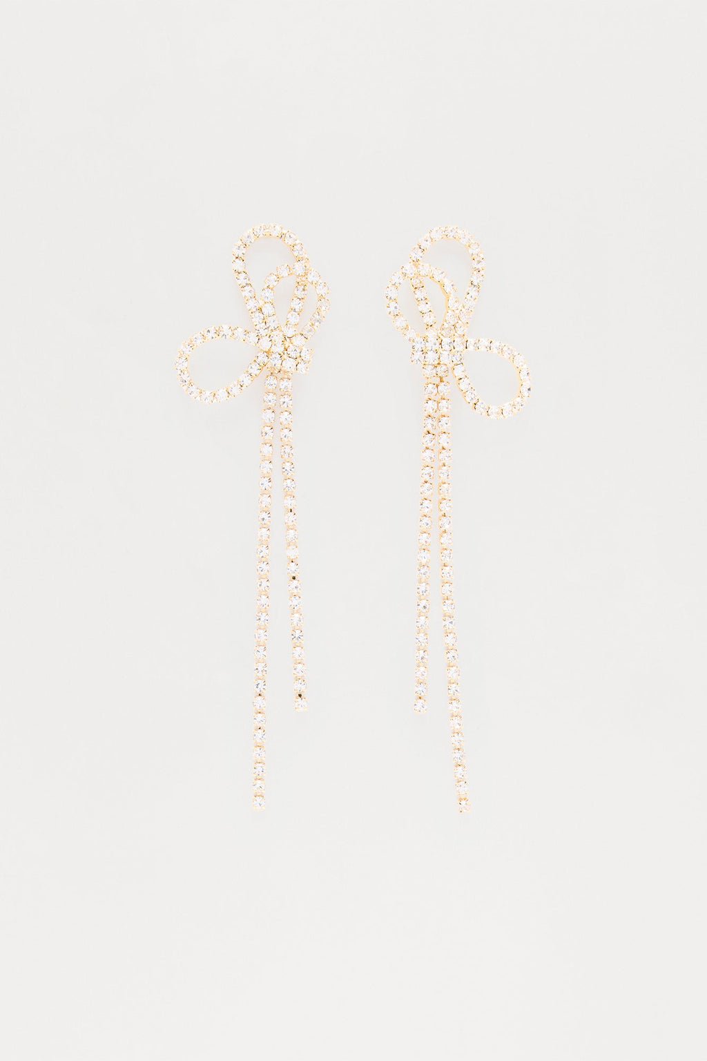 So Bowtiful Rhinestone Drop Earrings - Gold