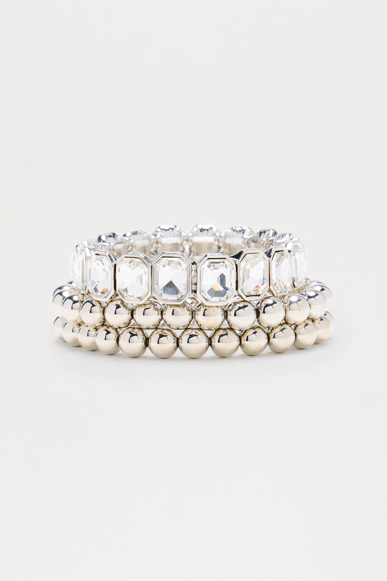 High Standards 3 Piece Multi Bracelet Set - Silver