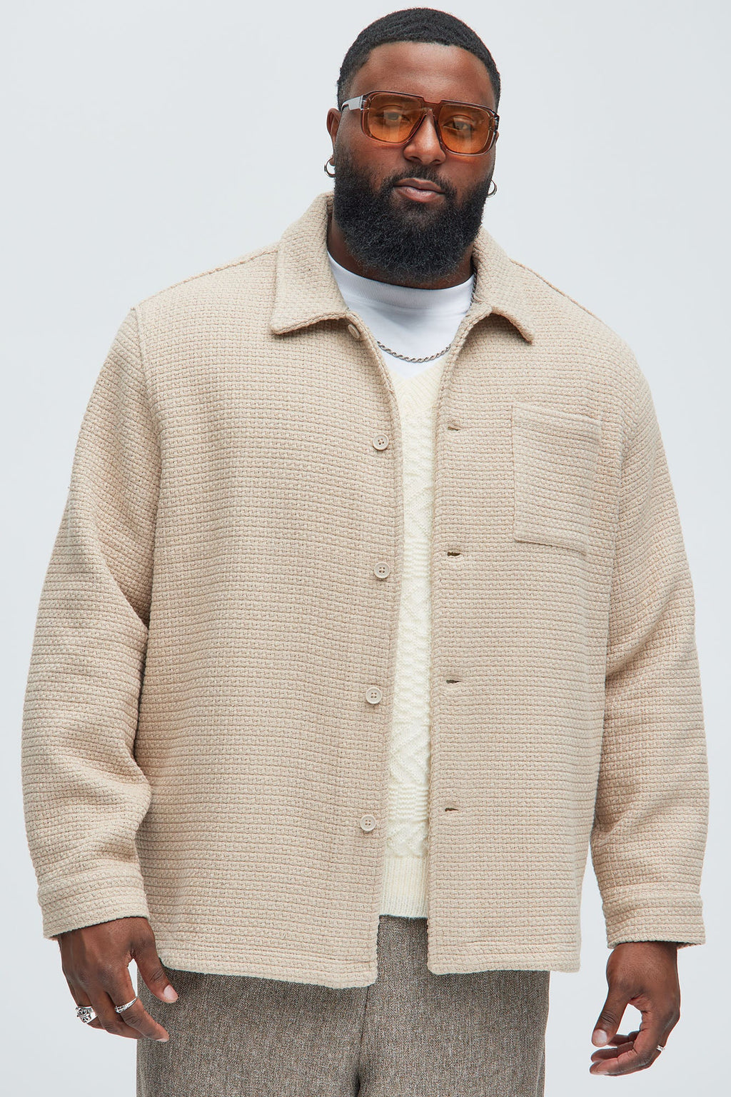 Linden Textured Button Up Shirt - Tan