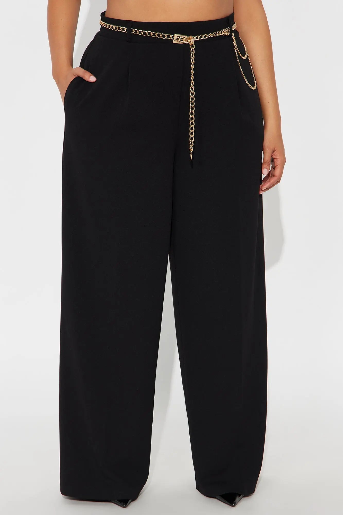 Jocelyn Belted Wide Leg Pant 33″ - Black 