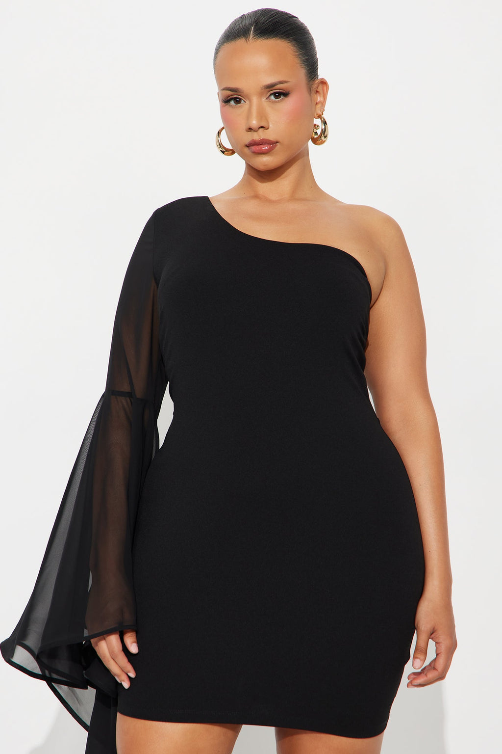 If You Had My Love Drape Sleeve Mini Dress - Black