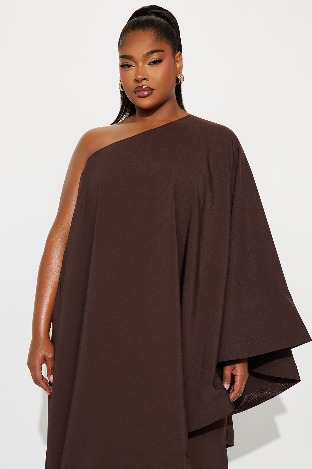 Hanna Draped Asymmetrical Pant Set - Chocolate