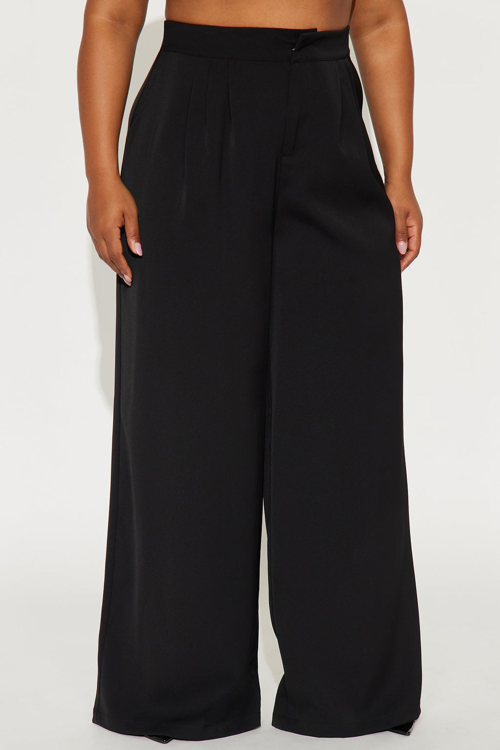 Candice Pleated Wide Leg Trouser Pant 33″ - Black