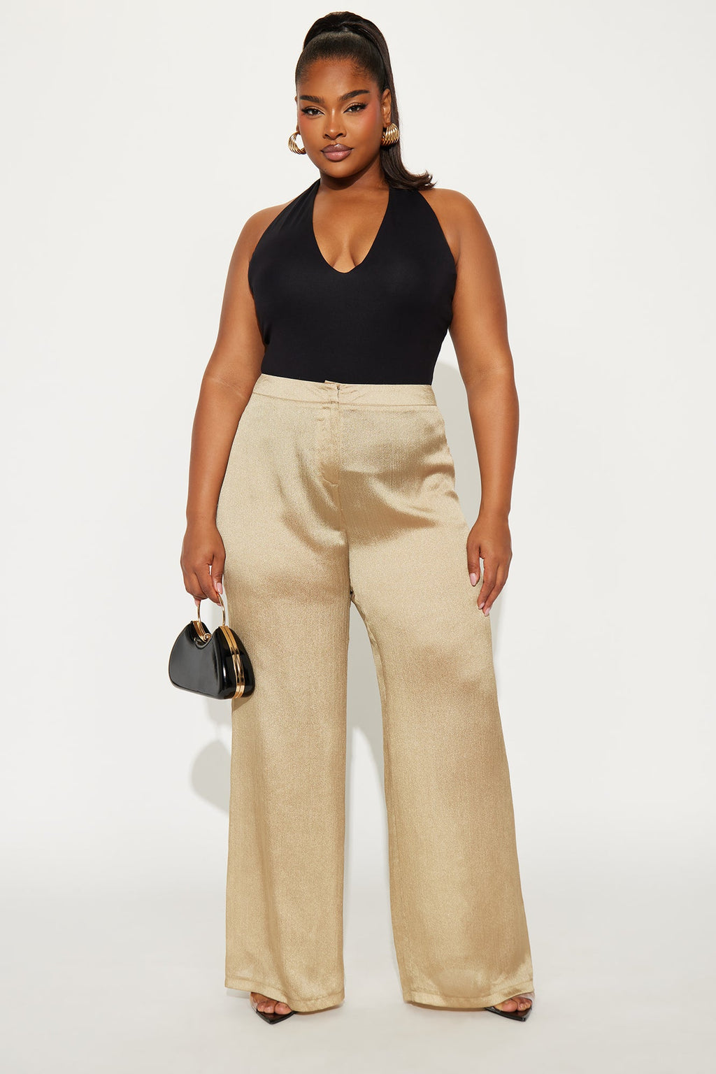 Iconic Scene Low Rise Shimmer Wide Leg Pant 33 - Gold