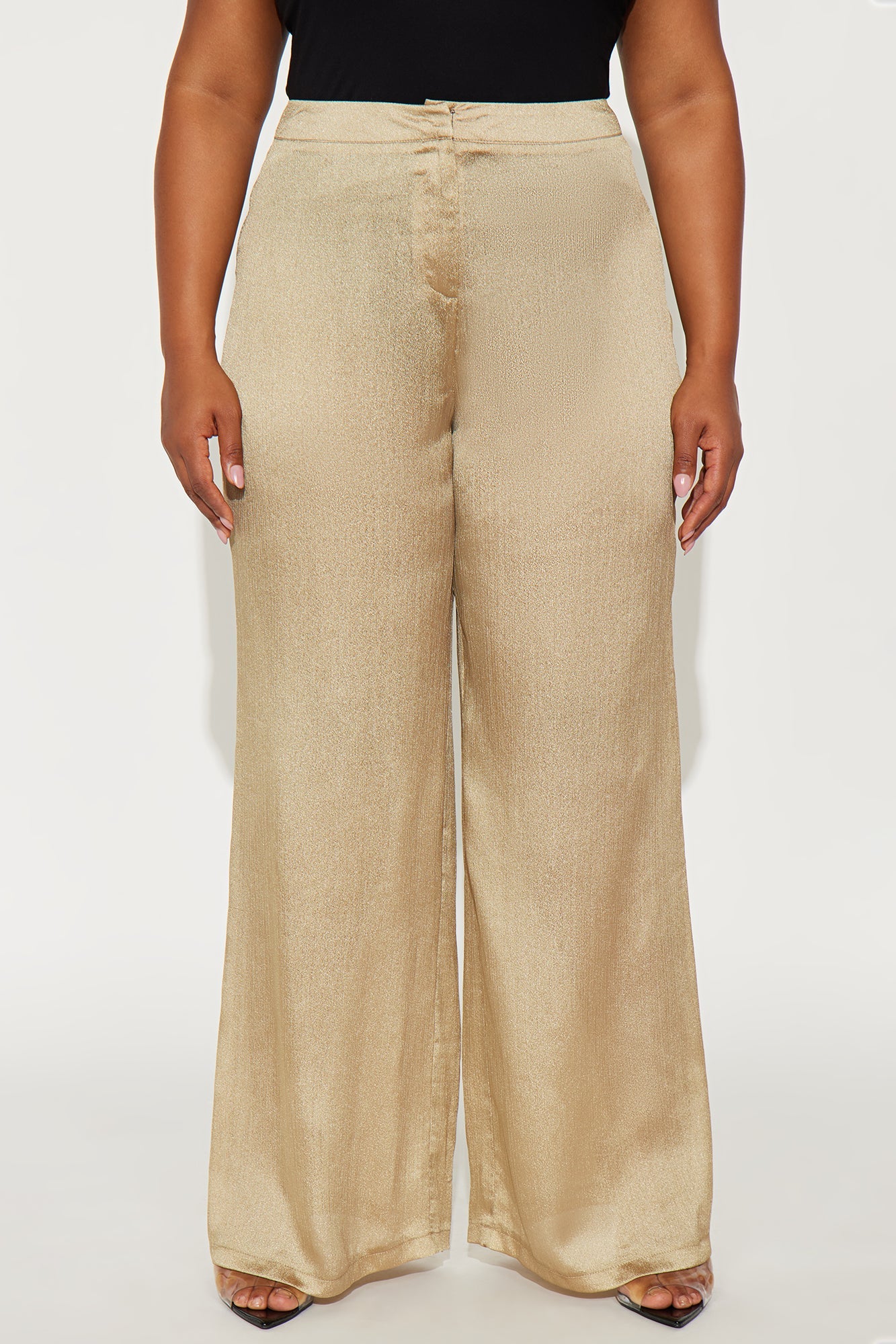 Iconic Scene Low Rise Shimmer Wide Leg Pant 33 - Gold