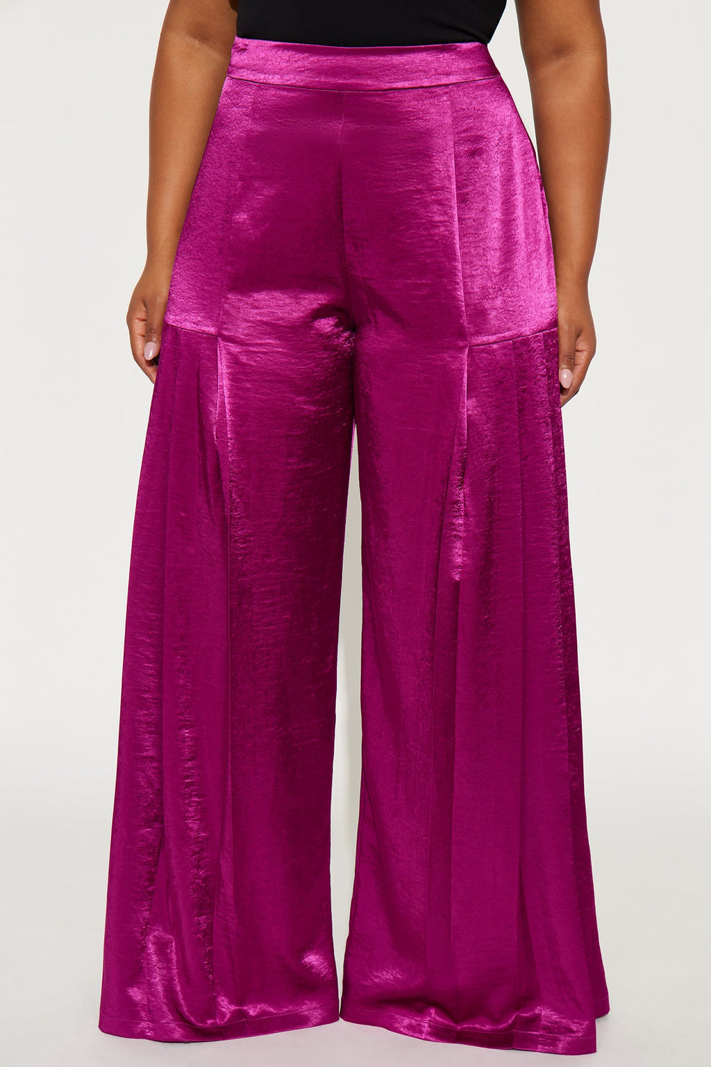 Lost In Your Eyes Satin Wide Leg Pant 33 - Plum