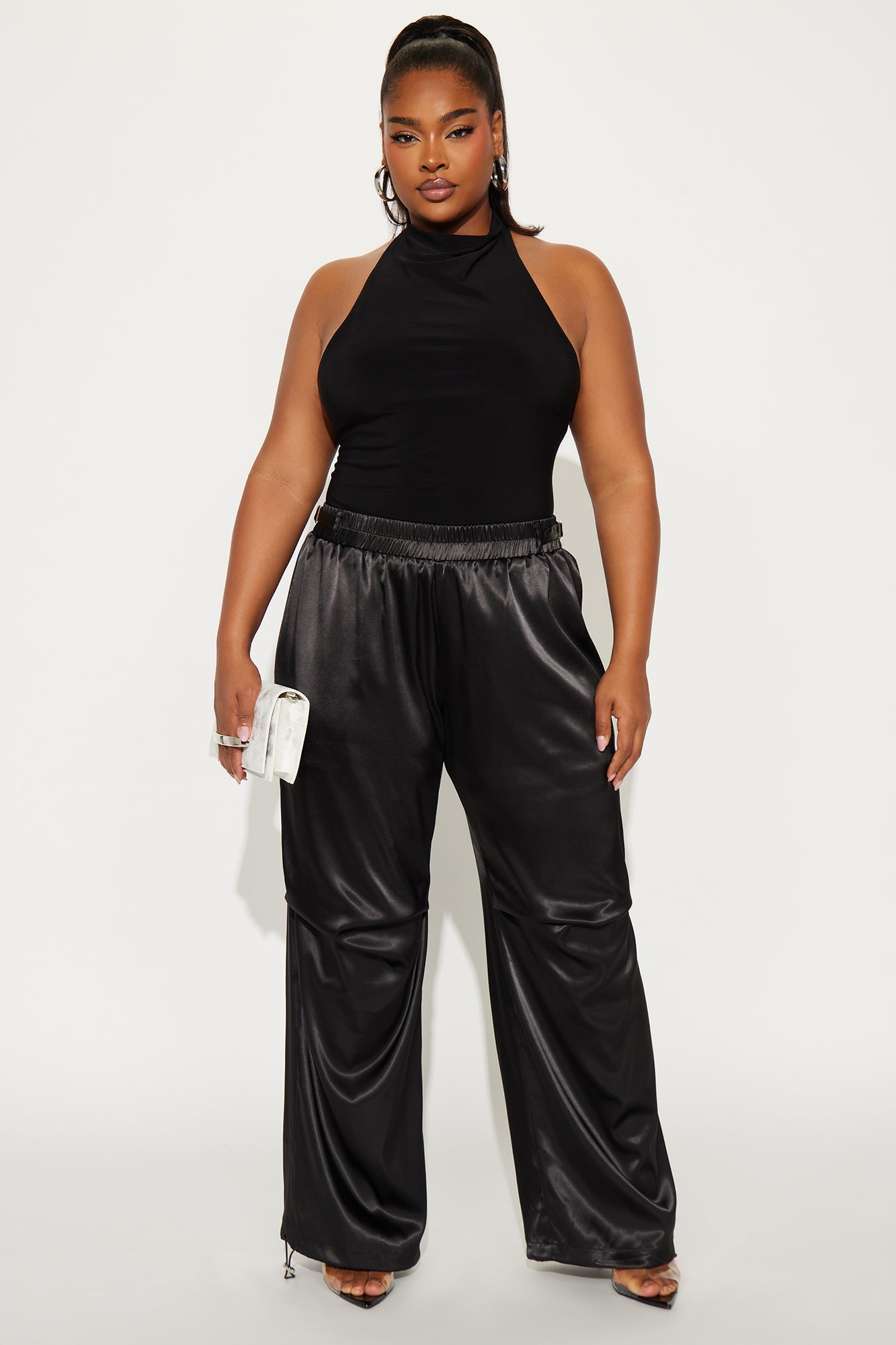 Ambitious Babe Satin Jogger Pant 32 - Black