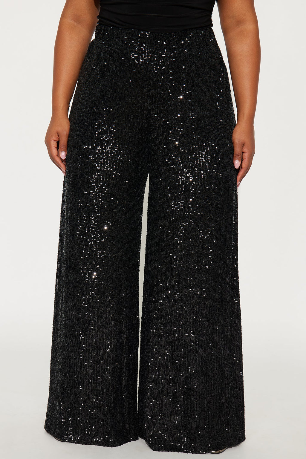 Champagne Wishes Sequin Wide Leg Pant 32″ - Black