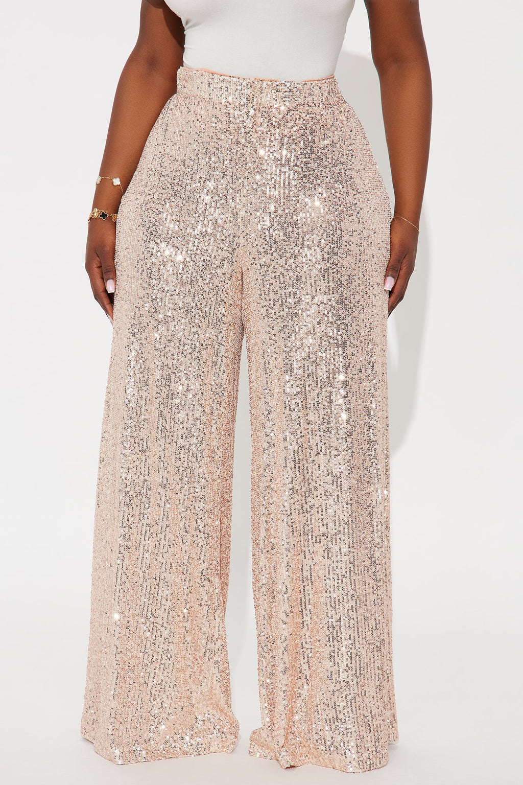 Champagne Wishes Sequin Wide Leg Pant 32″ - Rose Gold