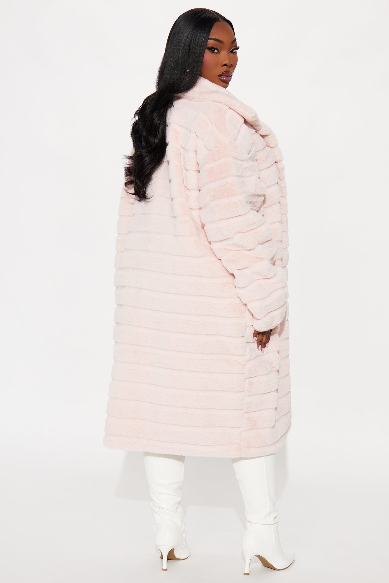 Paloma Faux Fur Trench Coat - Light Pink