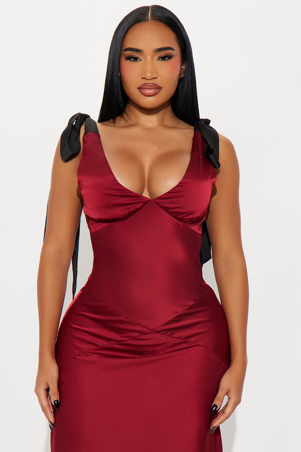 Fine Intent Satin Maxi Gown - Burgundy