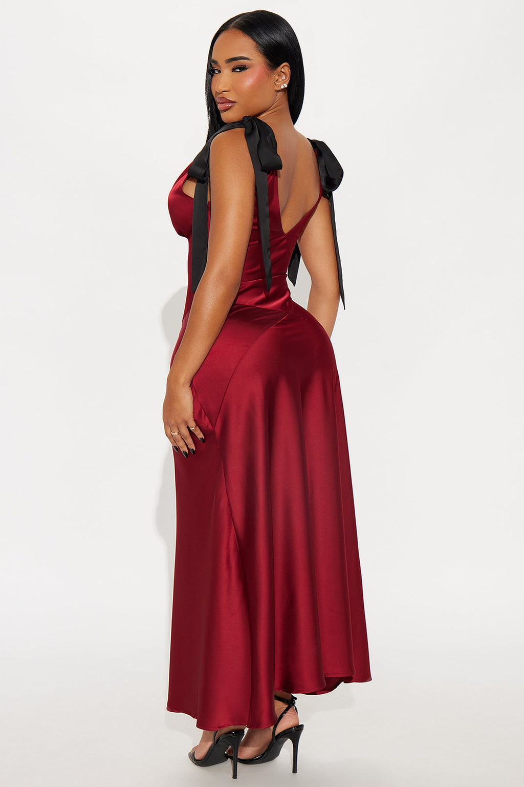 Fine Intent Satin Maxi Gown - Burgundy