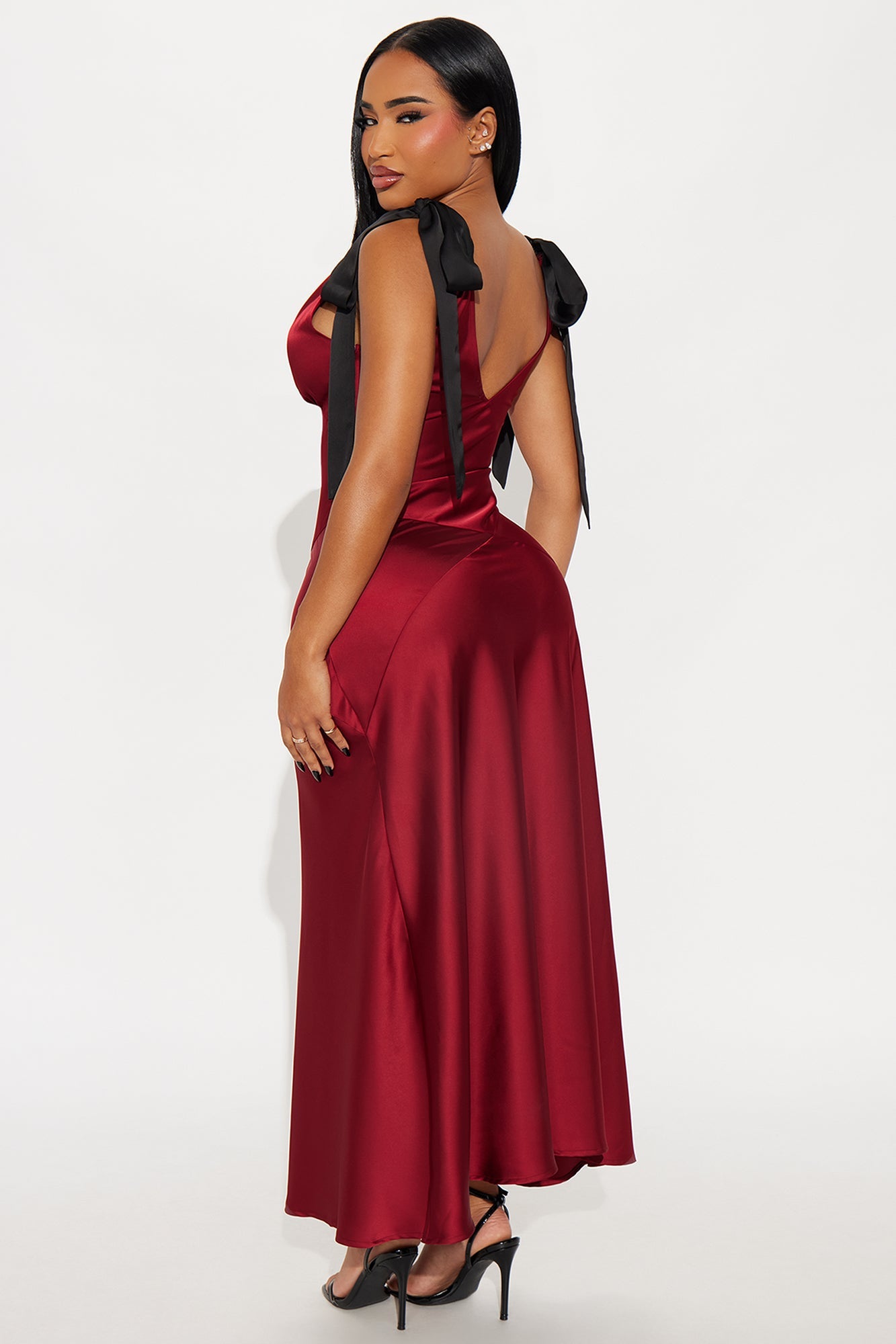 Fine Intent Satin Maxi Gown - Burgundy