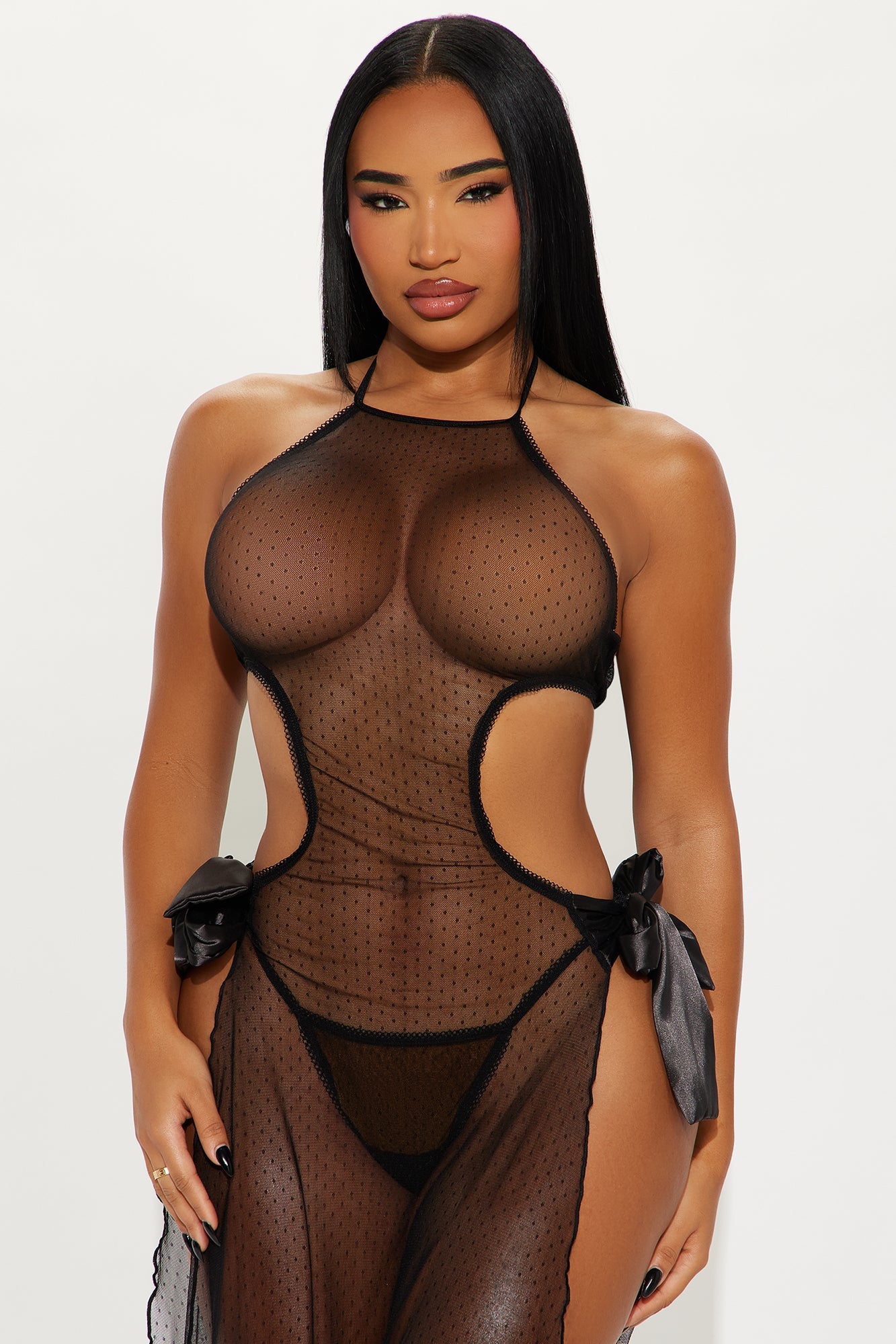 Twilight Vixen Sheer Mesh Maxi Gown - Black