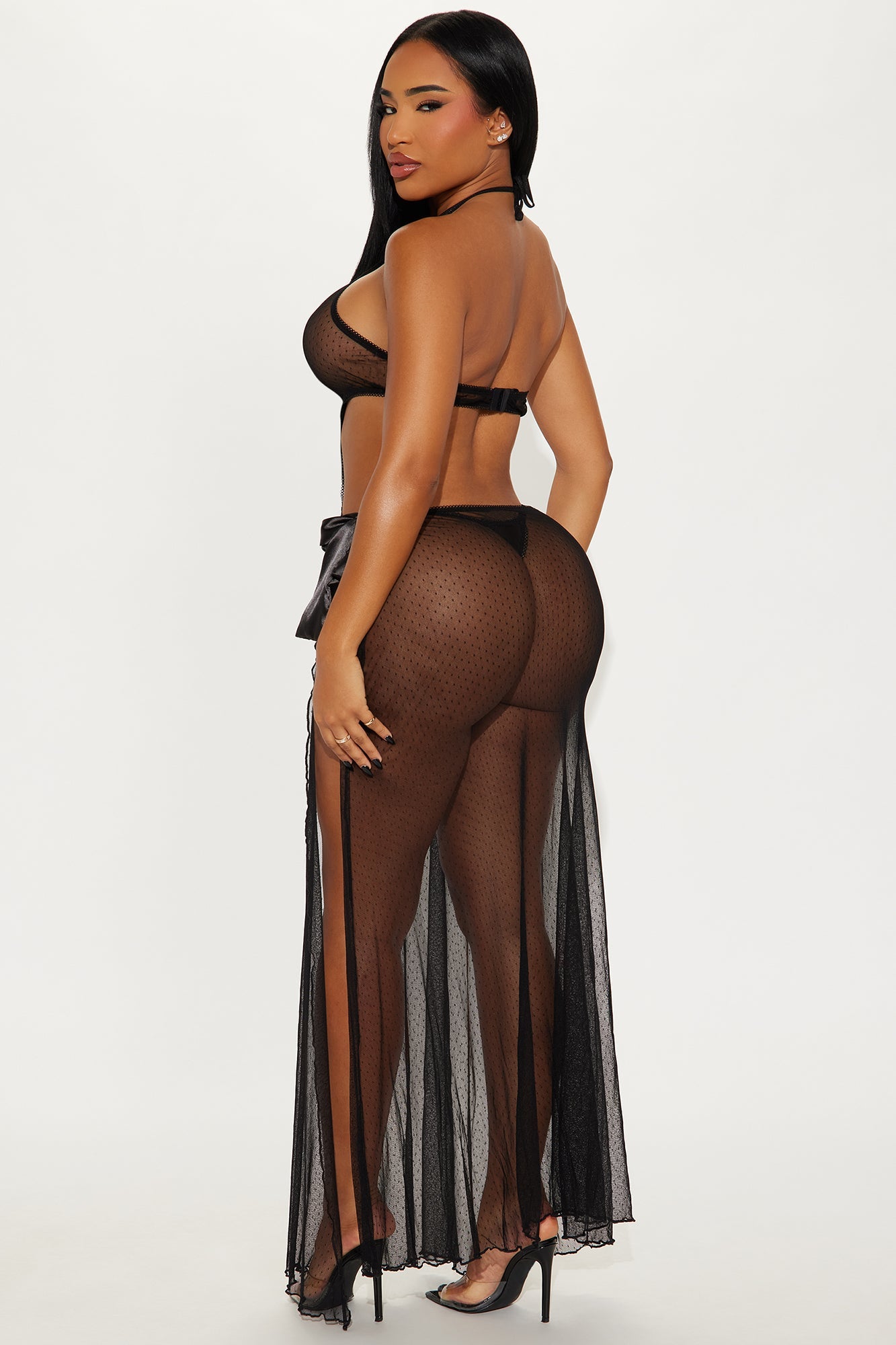 Twilight Vixen Sheer Mesh Maxi Gown - Black