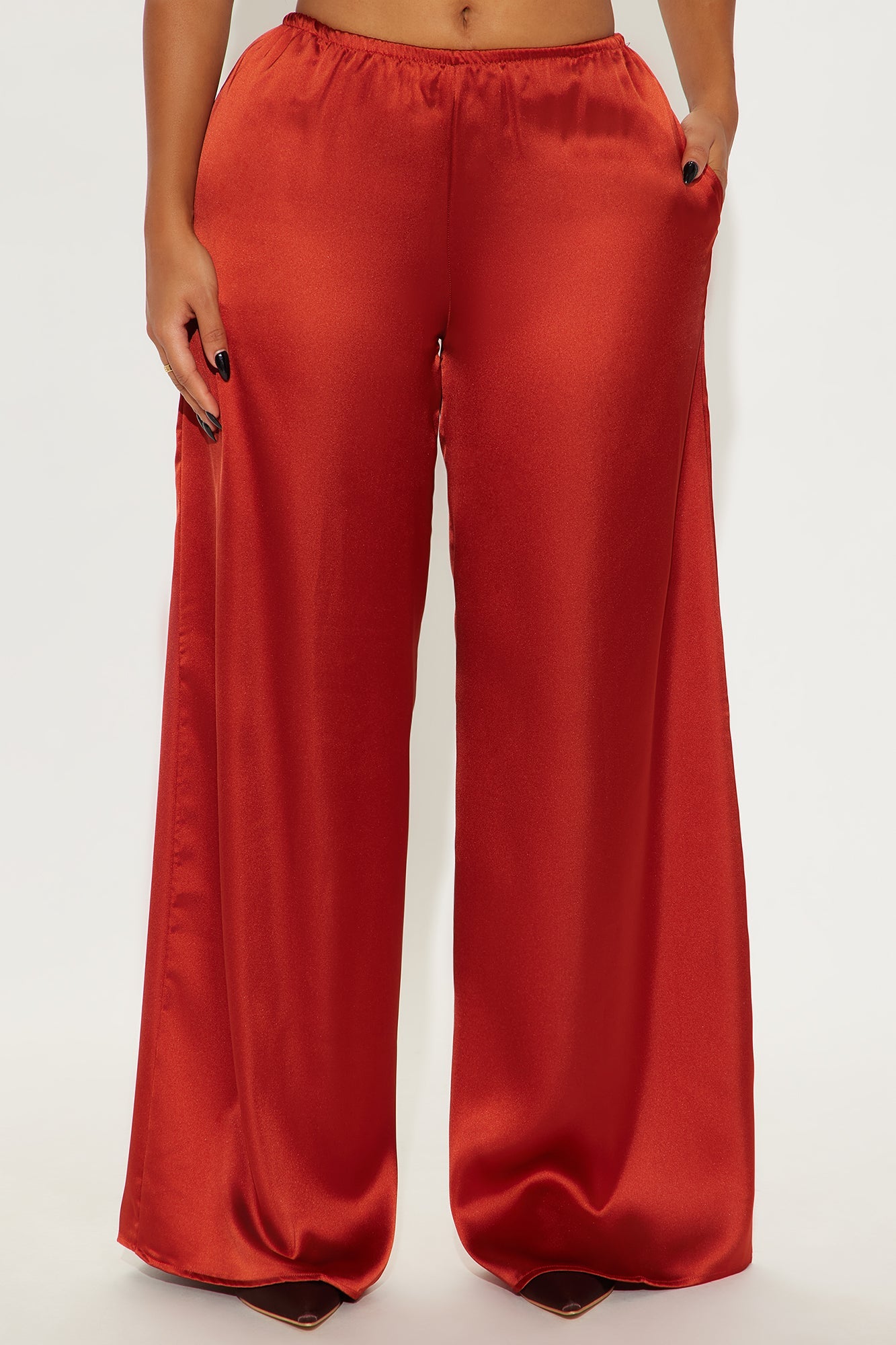 Shine On Satin Wide Leg Pant 32″ - Copper