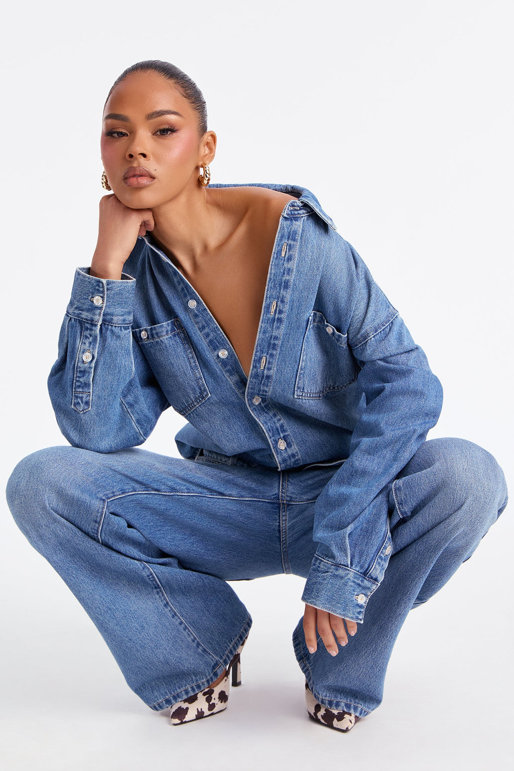 Del Rey Denim Pant Set - Medium Wash