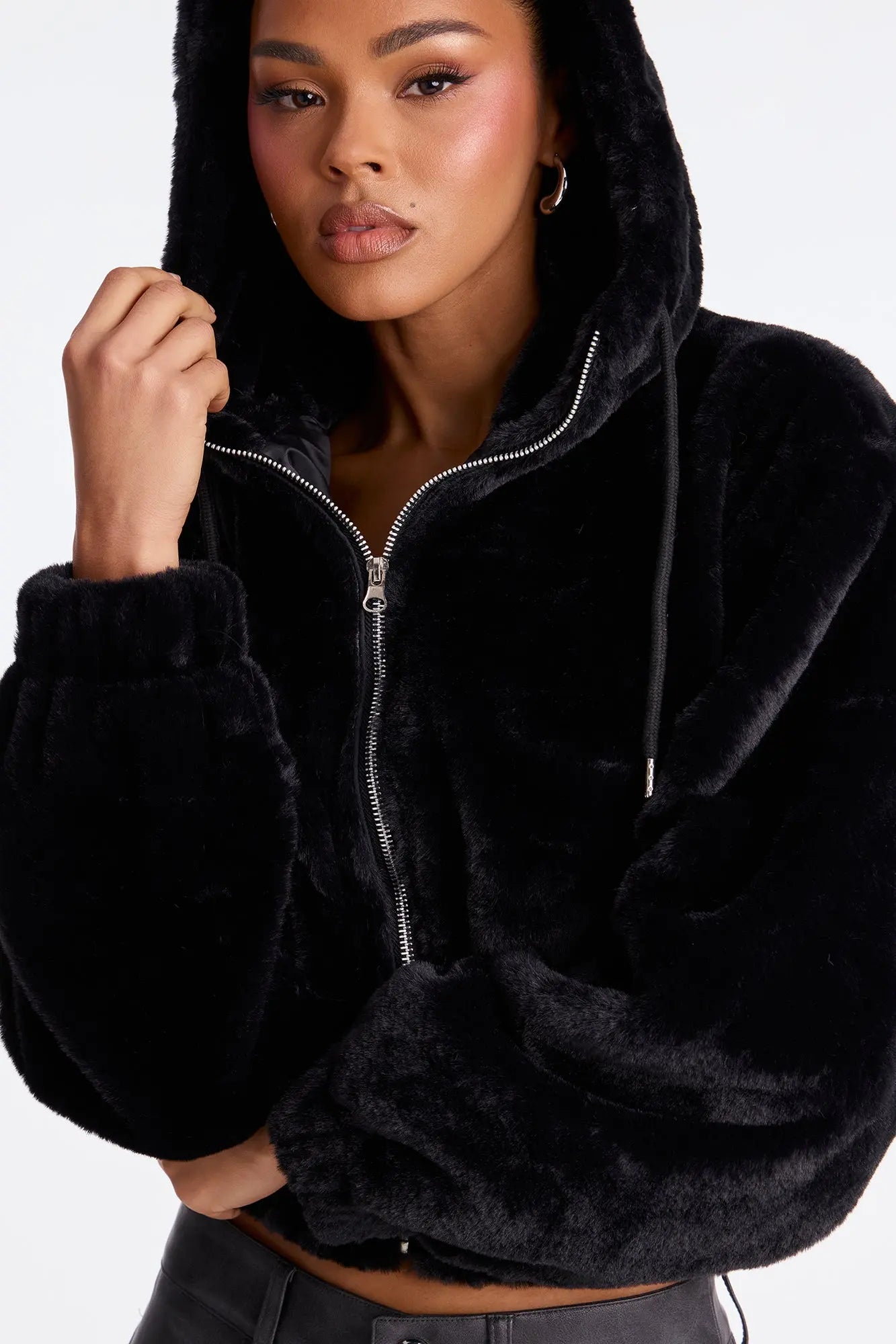 Jolie Faux Fur Jacket - Black 