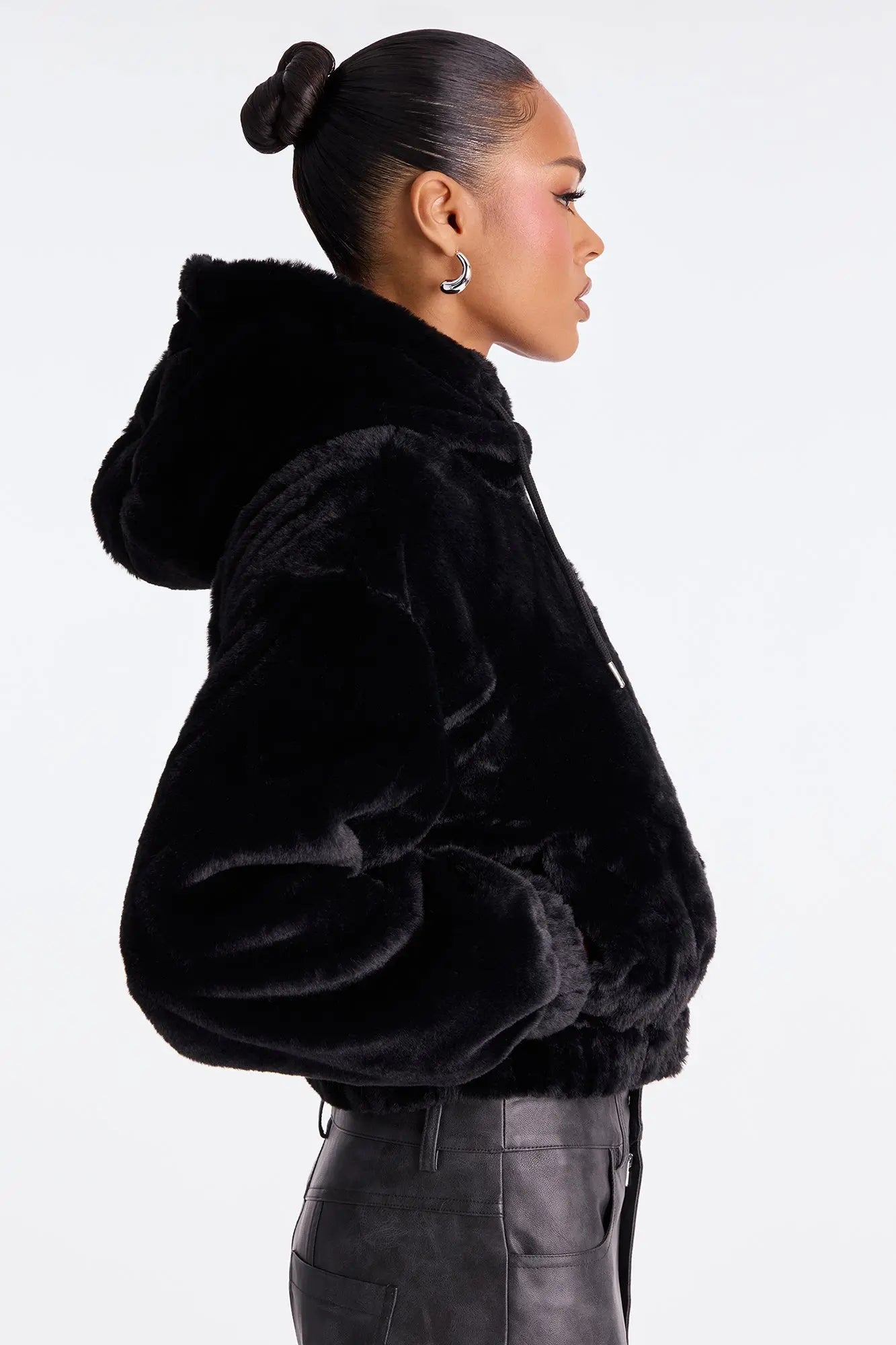 Jolie Faux Fur Jacket - Black 