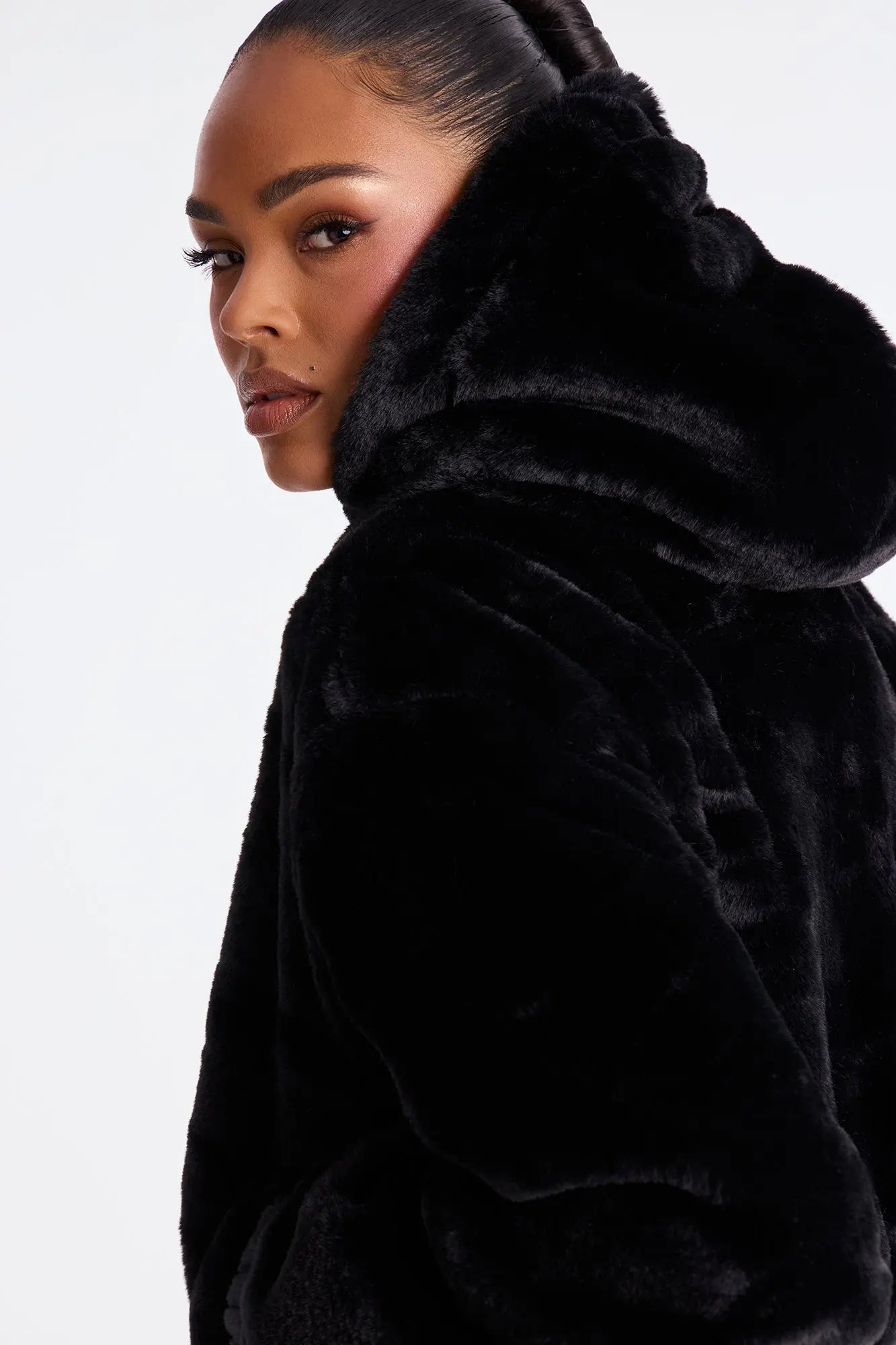 Jolie Faux Fur Jacket - Black 