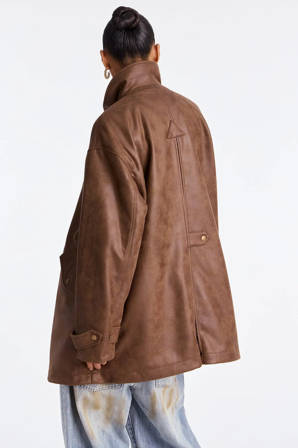 Can't Be Stopped Faux Leather Coat - Brown 