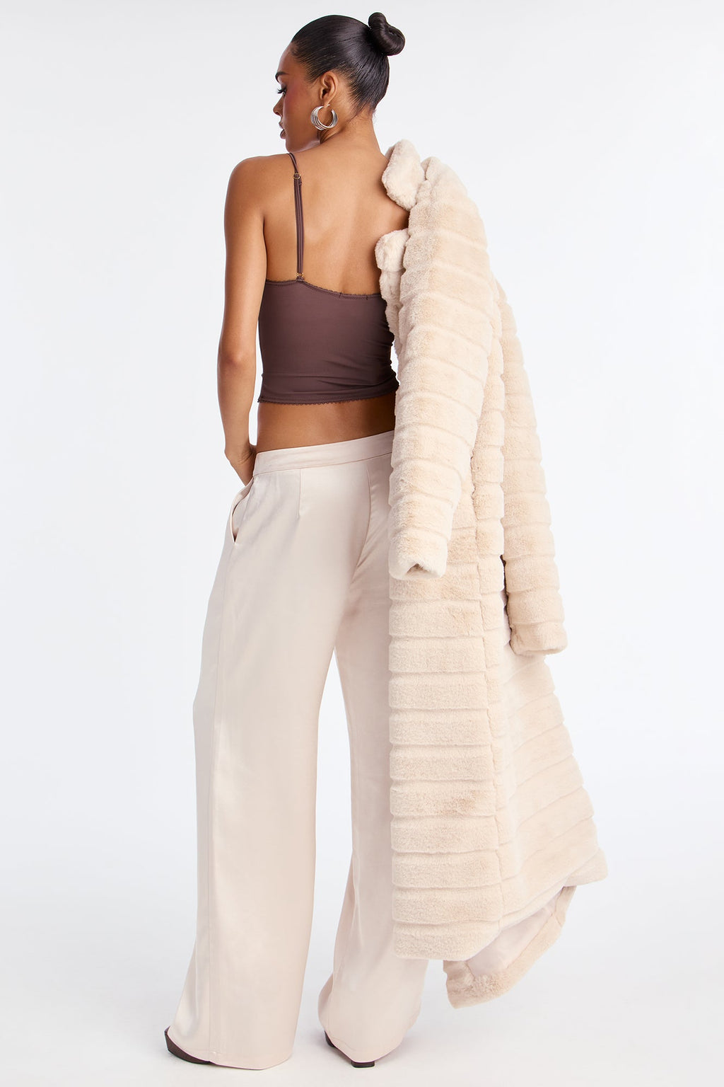 Main Topic Low Rise Wide Leg Satin Pant 33 - Pearl