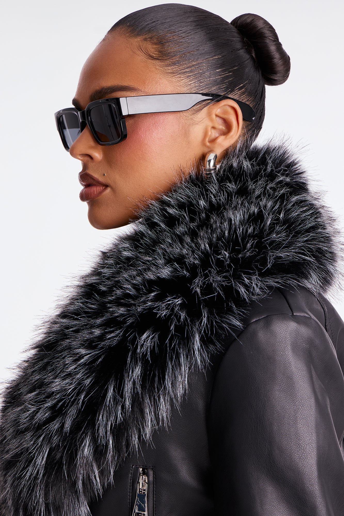 Crazy For You Faux Leather Fur Moto Jacket - Black