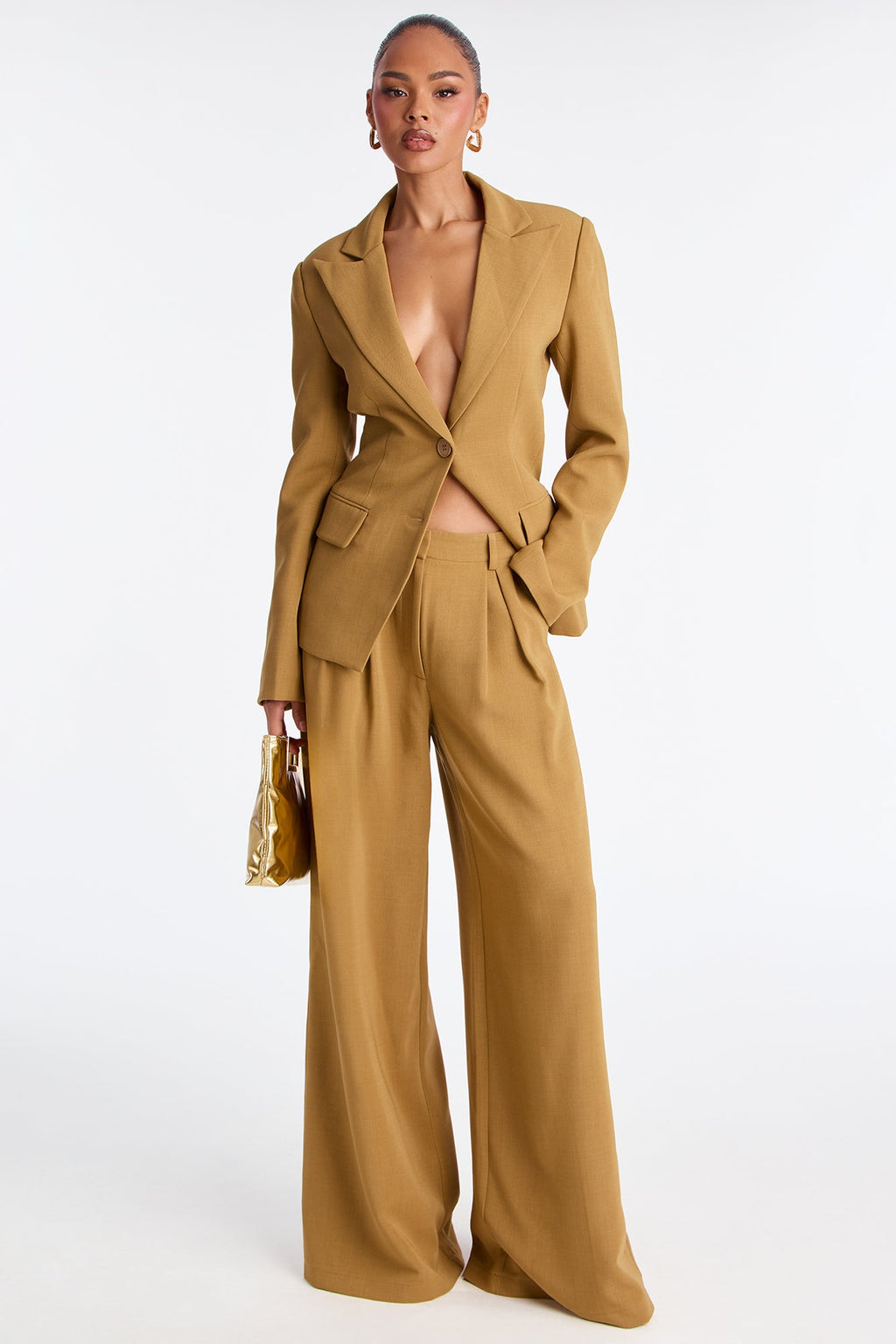Leslie Pleated Trouser Pant 33″ - Mustard