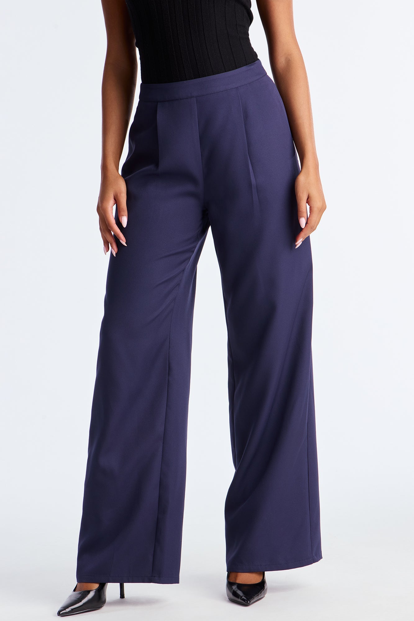 Rumor Has It Crepe Woven Wide Leg Pant 32 - Navy