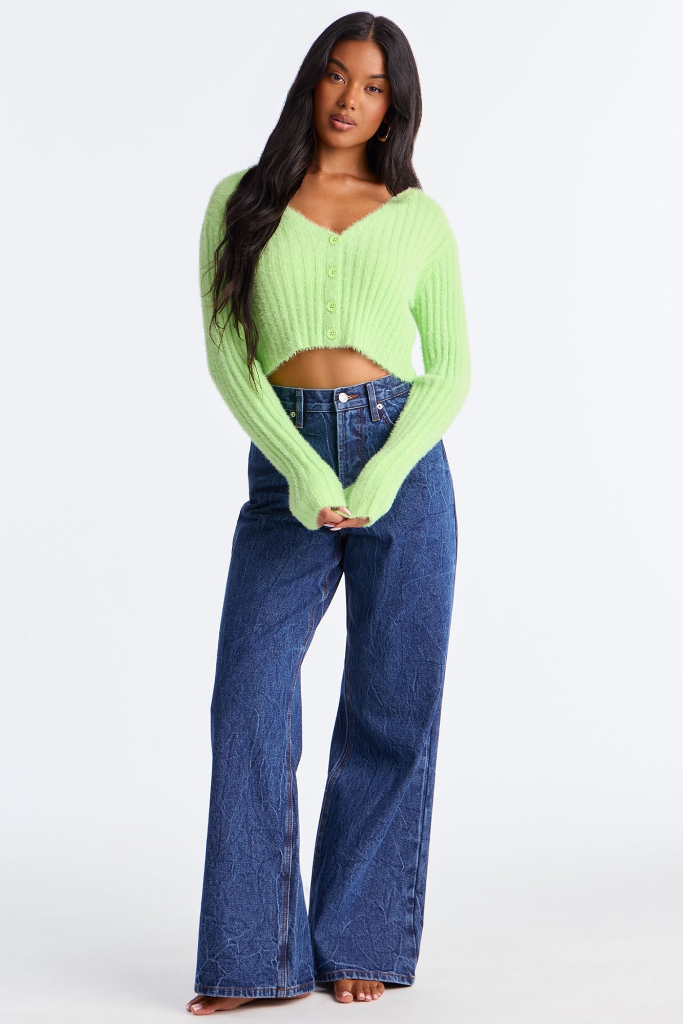 Set Me Free High Rise Wide Leg Jeans - Dark Wash