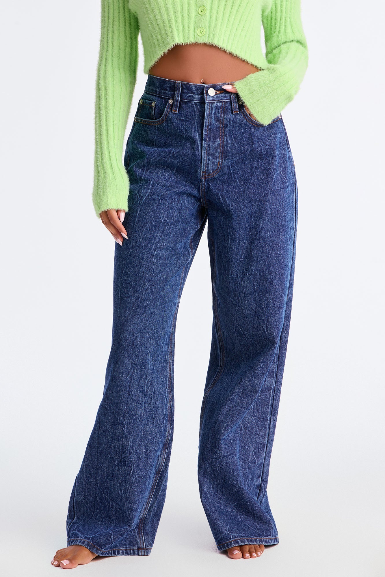 Set Me Free High Rise Wide Leg Jeans - Dark Wash