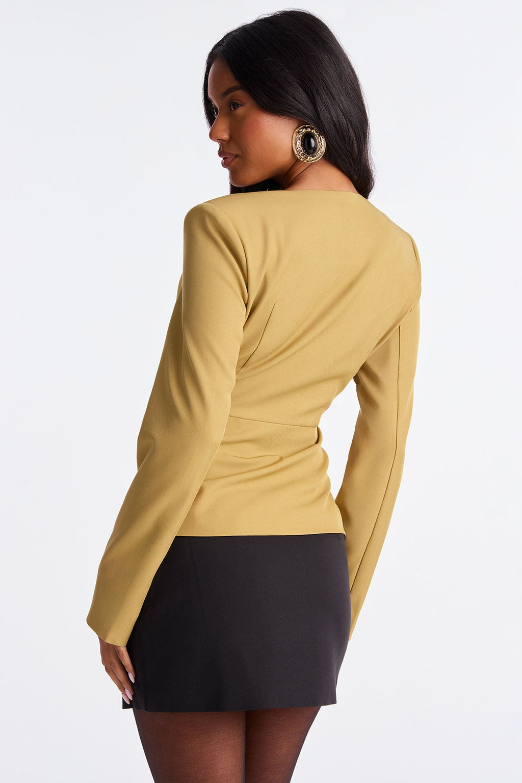Wifey Status Twill Rigid Blazer - Mustard