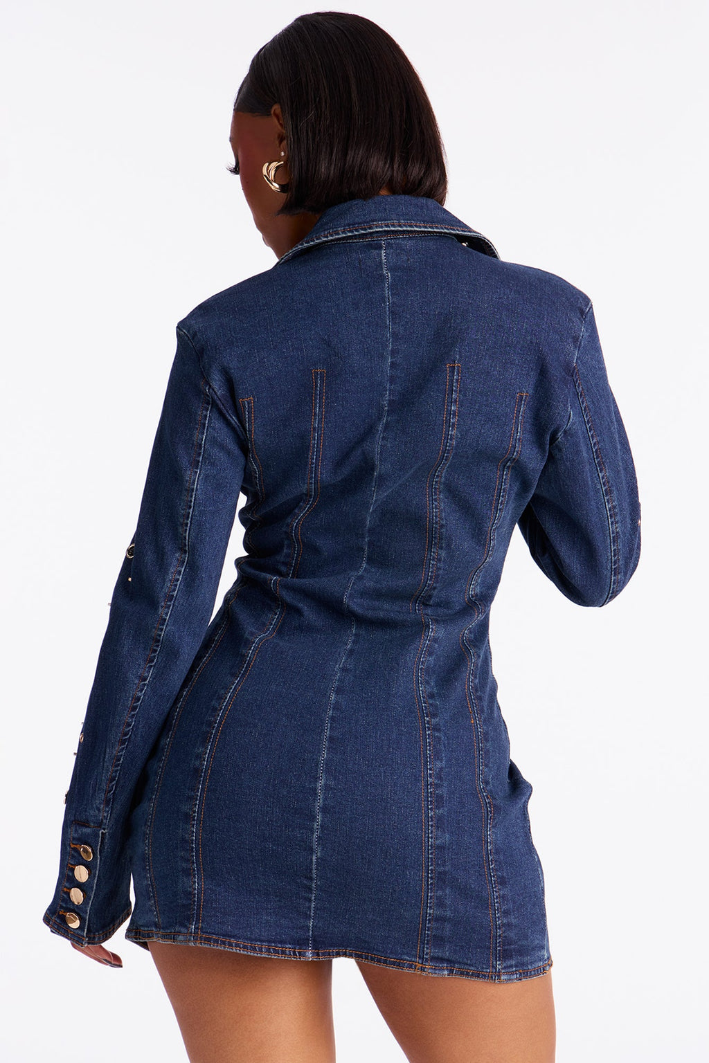 Gold Standard Embellished Denim Mini Dress - Denim