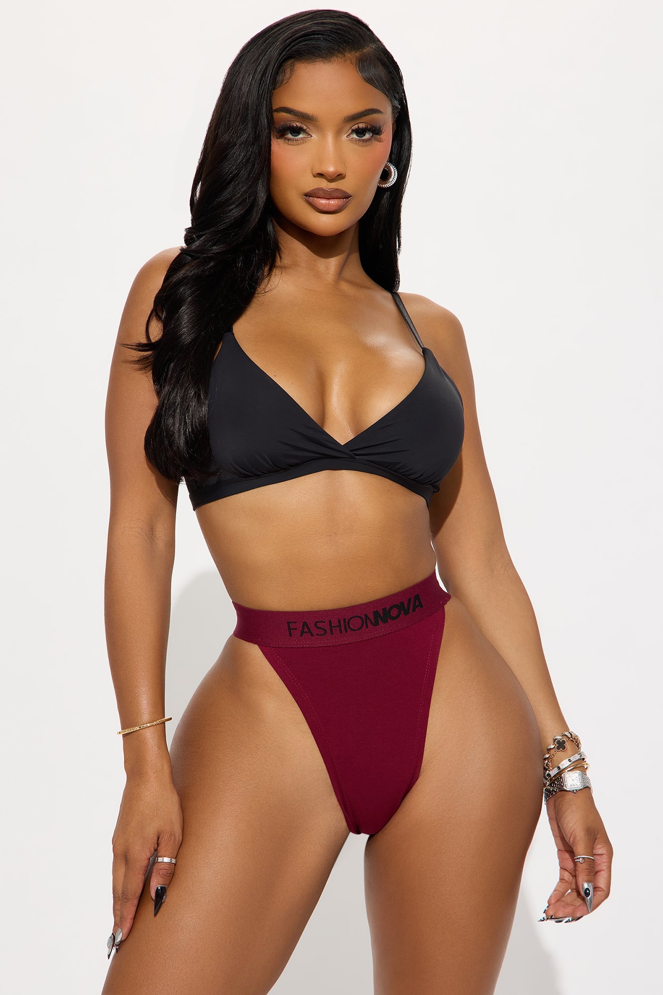 FN Mood Cotton Thong - Wine