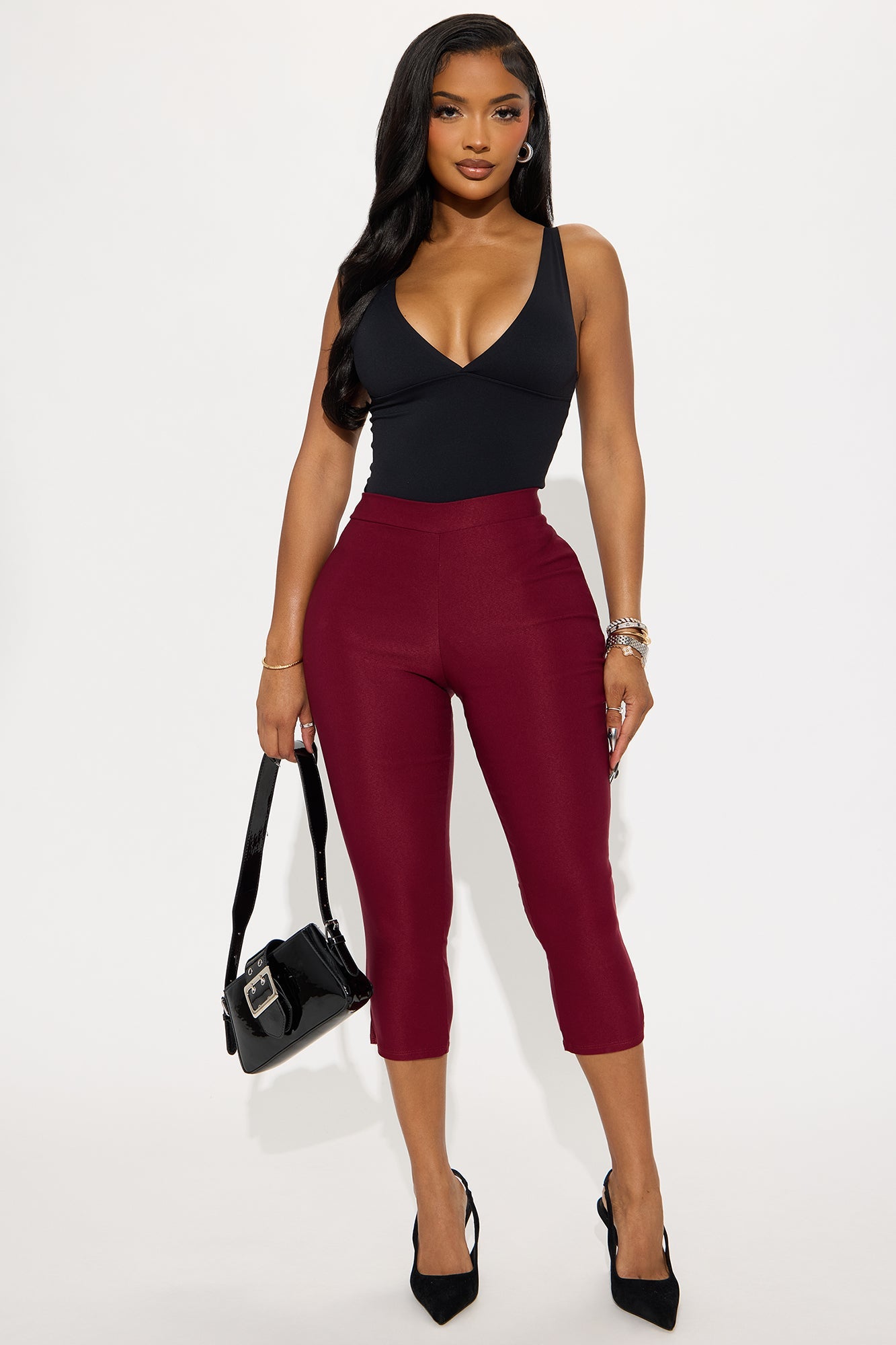 Natalia Millennium Capri Skinny Pant 20″ - Burgundy