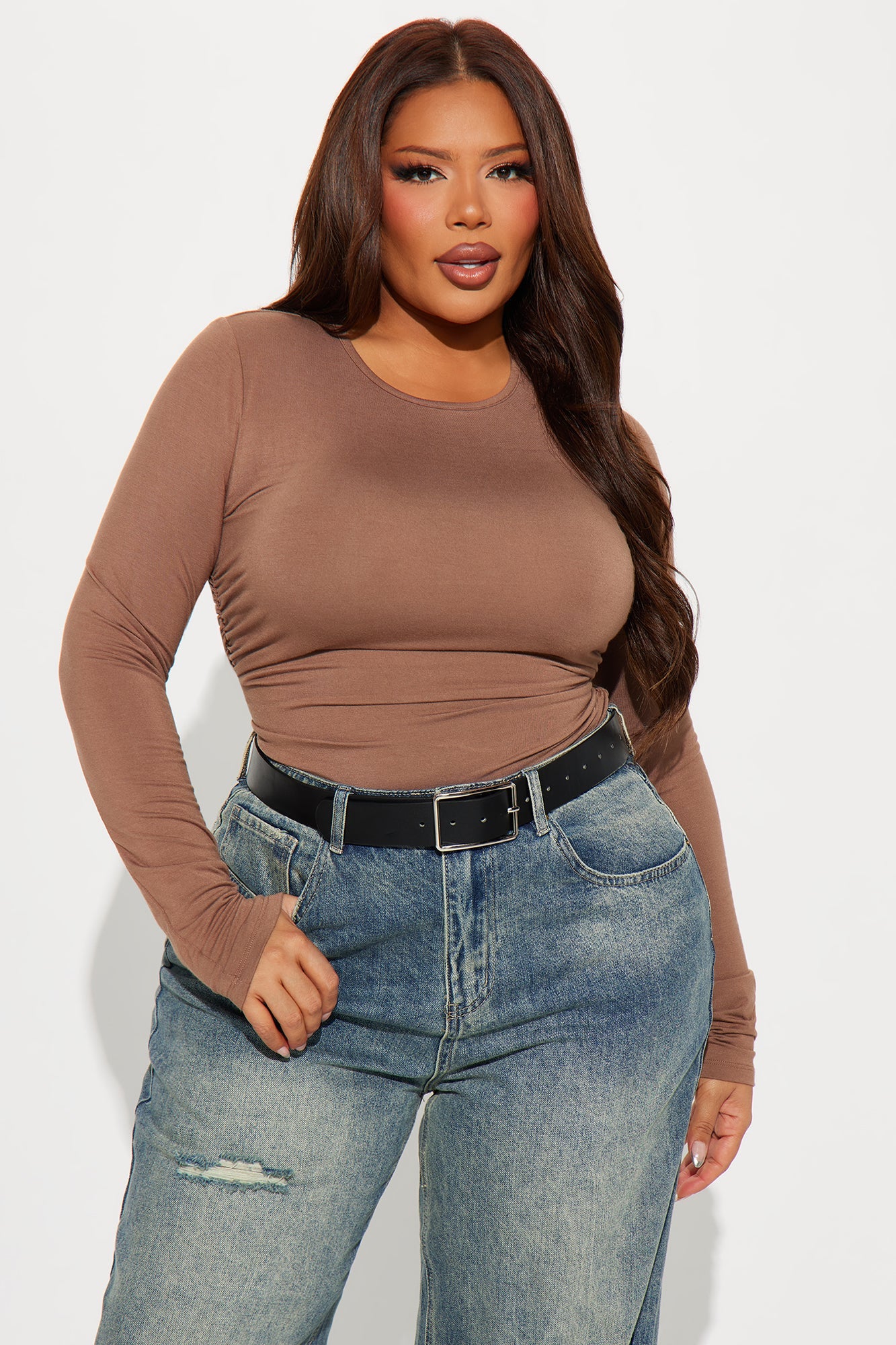 Raven Ruched Top - Mocha