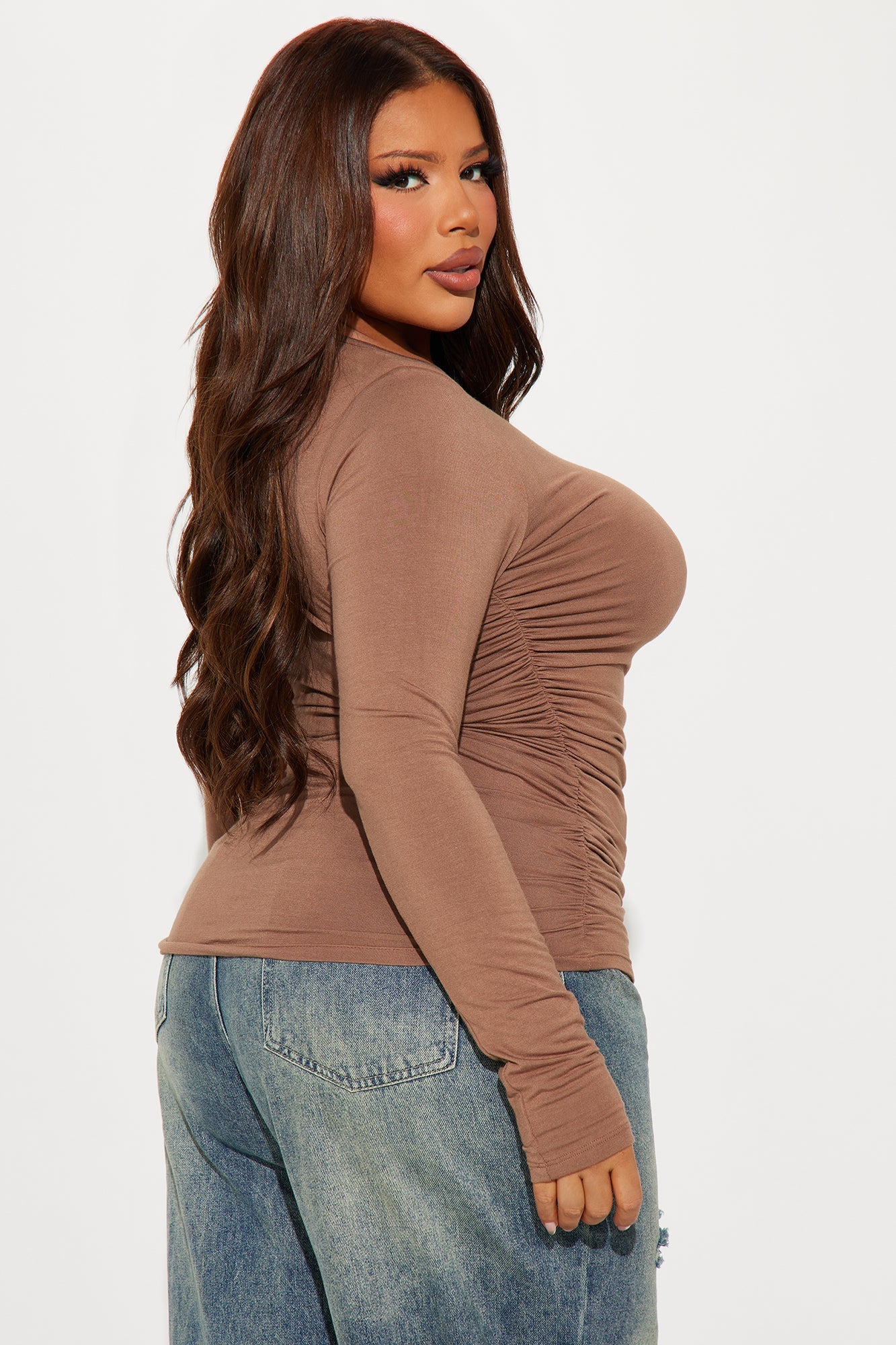 Raven Ruched Top - Mocha